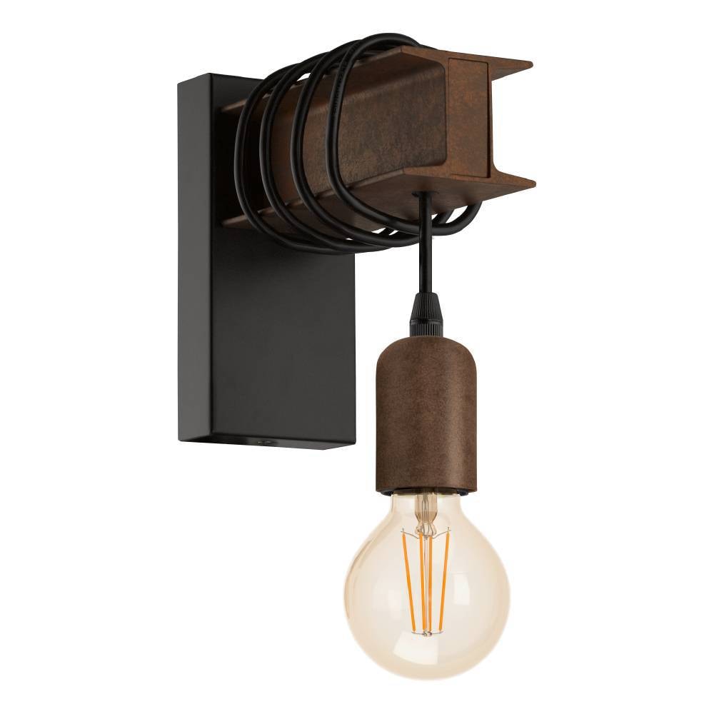 EGLO Wandleuchte »TOWNSHEND 4 Wandlampe, Stahl, Rostoptik, Retro, Vintage, E27«, 1 flammig, Leuchtmittel E27 | ohne Leuchtmittel, antik-braun, Metallbalken, Wohnzimmer, Esszimmer, Flur, 19x8x18,5cm