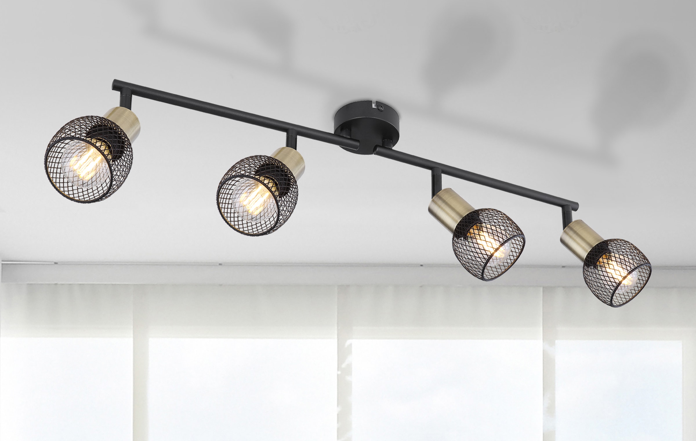 GLOBO LIGHTING Deckenstrahler »FIASTRA«, Leuchtmittel E14 | ohne Leuchtmittel, Deckenspot/schwarz/Schirme aus Metallgeflecht/Flur/beweglich