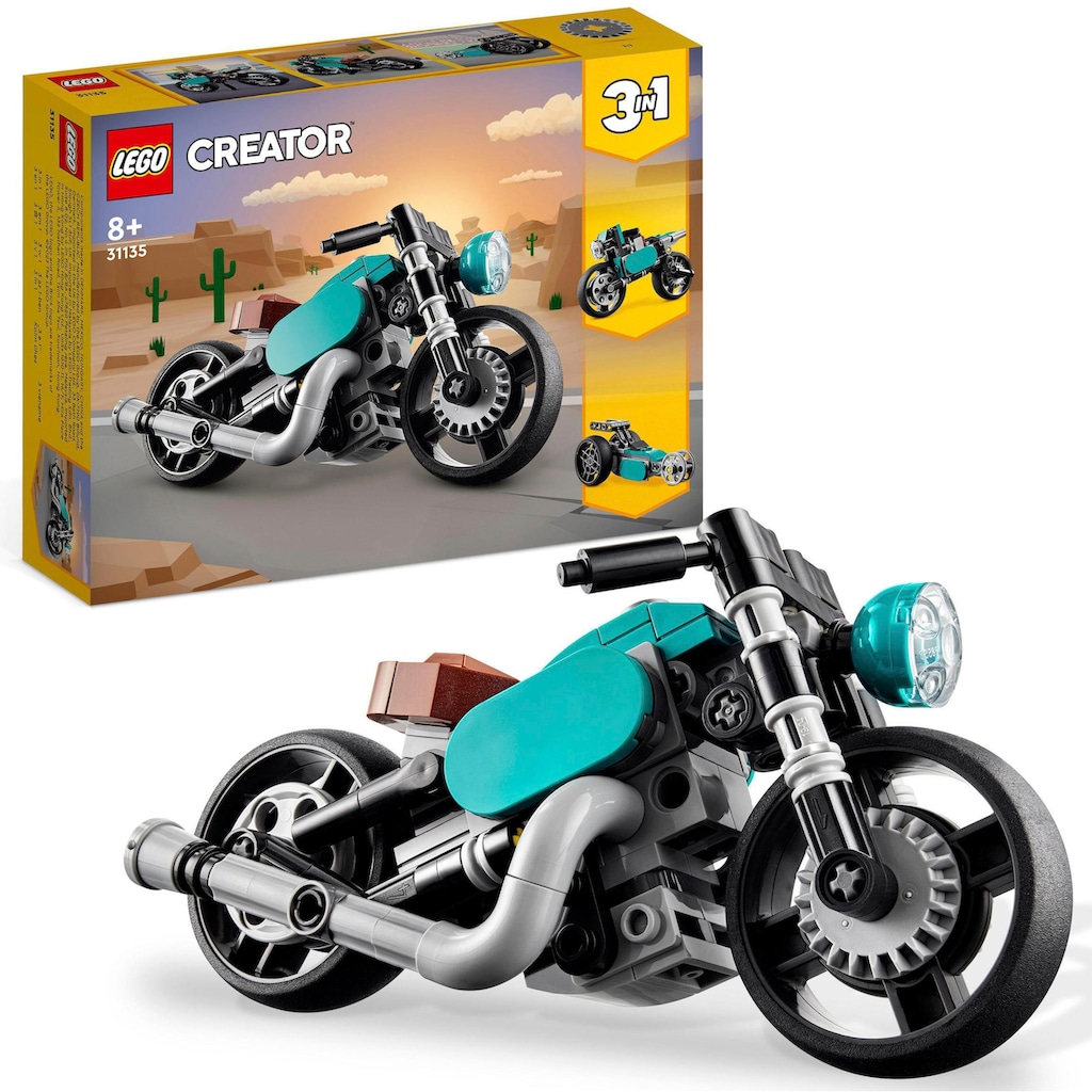 LEGO® Konstruktionsspielsteine »Oldtimer Motorrad (31135), LEGO® Creator 3in1«, (128 St.)