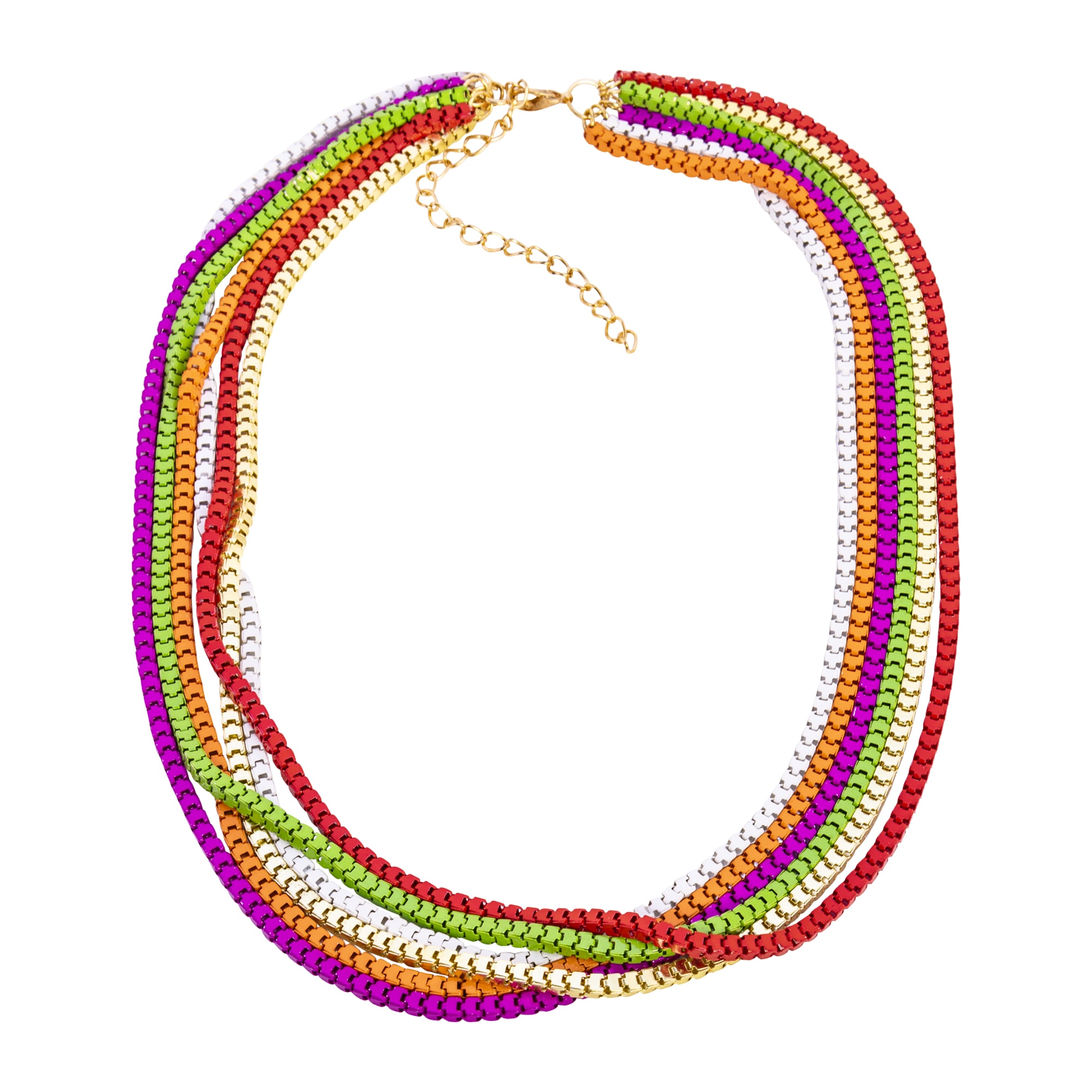 Steuer Lange Kette »Metal multi mehr reihig pink, grün, orange, rot, gold, weiß«