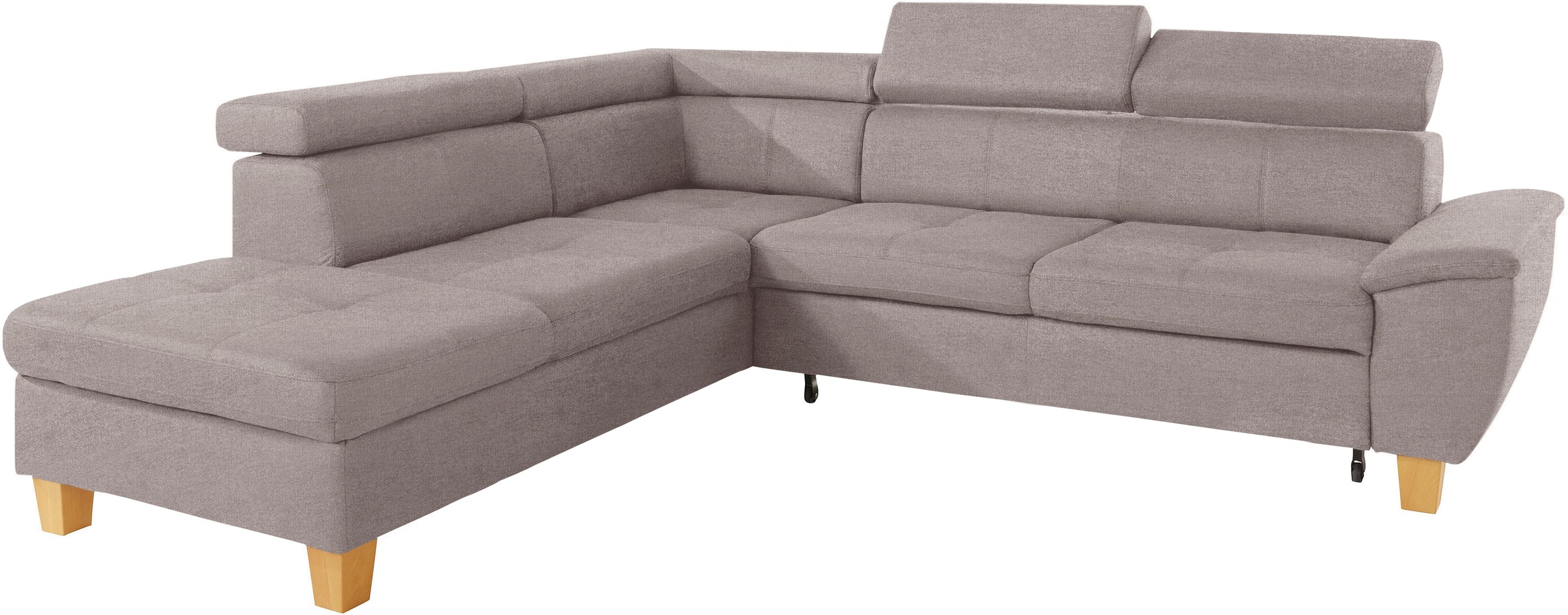 exxpo - sofa fashion Ecksofa »Enya, aufwendige Detailverarbeitung, hoher Sitzkomfort, bequem, L-Form«, mit Kopfteilverstellung, wahlweise Bettfunktion u. Bettkasten