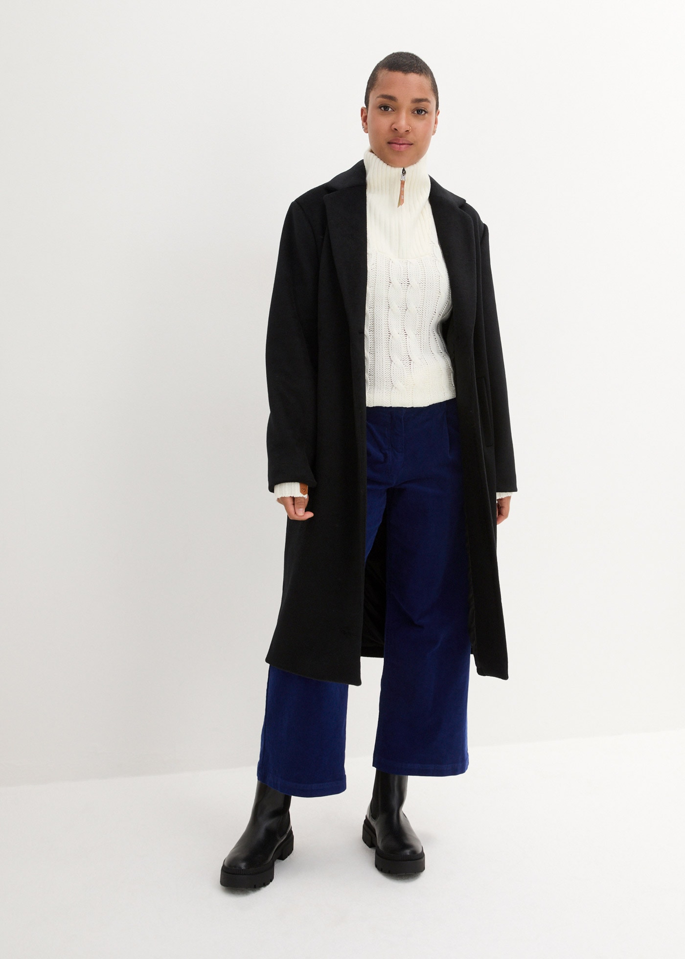 bonprix Cordhose »Weite Stretchcord-Culotte mit High-Waist-Bequembund, 7/8-Länge«  Culotte aus Stretchcord, lockere Passform, hoher Bund, 7/8-Länge