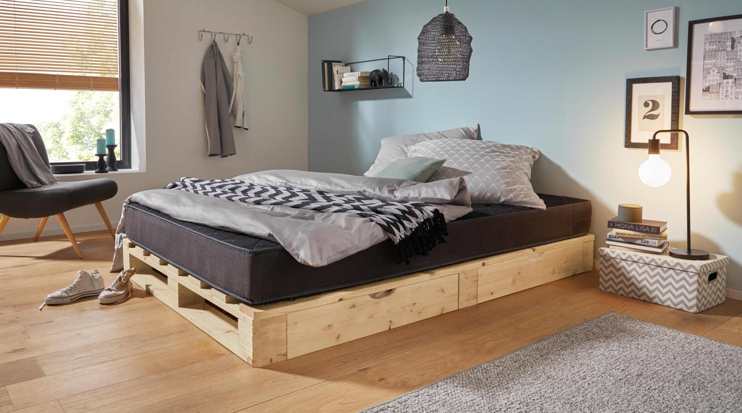 12. Bild von Home affaire Palettenbett »"ALASCO " BESTSELLER! Mit Schublade«, zertifiziertes Massivholz, erweiterbar zum Doppel- oder Familienbett