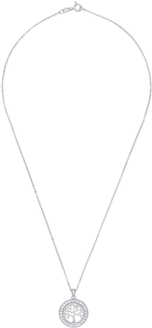 Amor Kette mit Anhänger »Lebensbaum, 2023906«, mit Zirkonia (synth.)