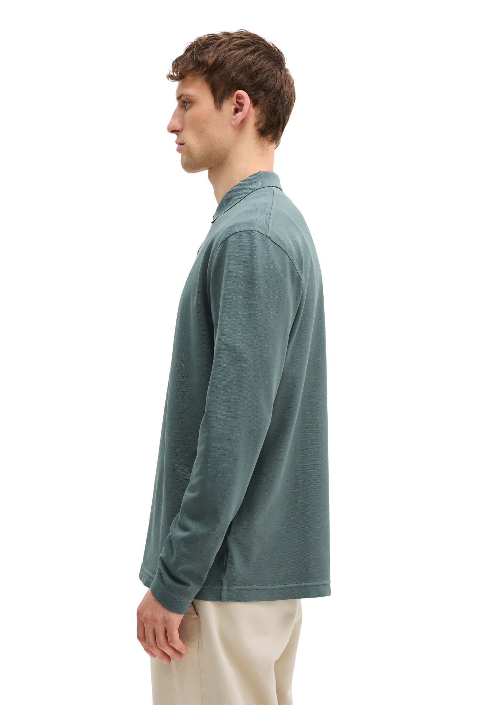 Marc O'Polo Langarm-Poloshirt Piqué regular fit aus Bio-Baumwolle mit Elasthan