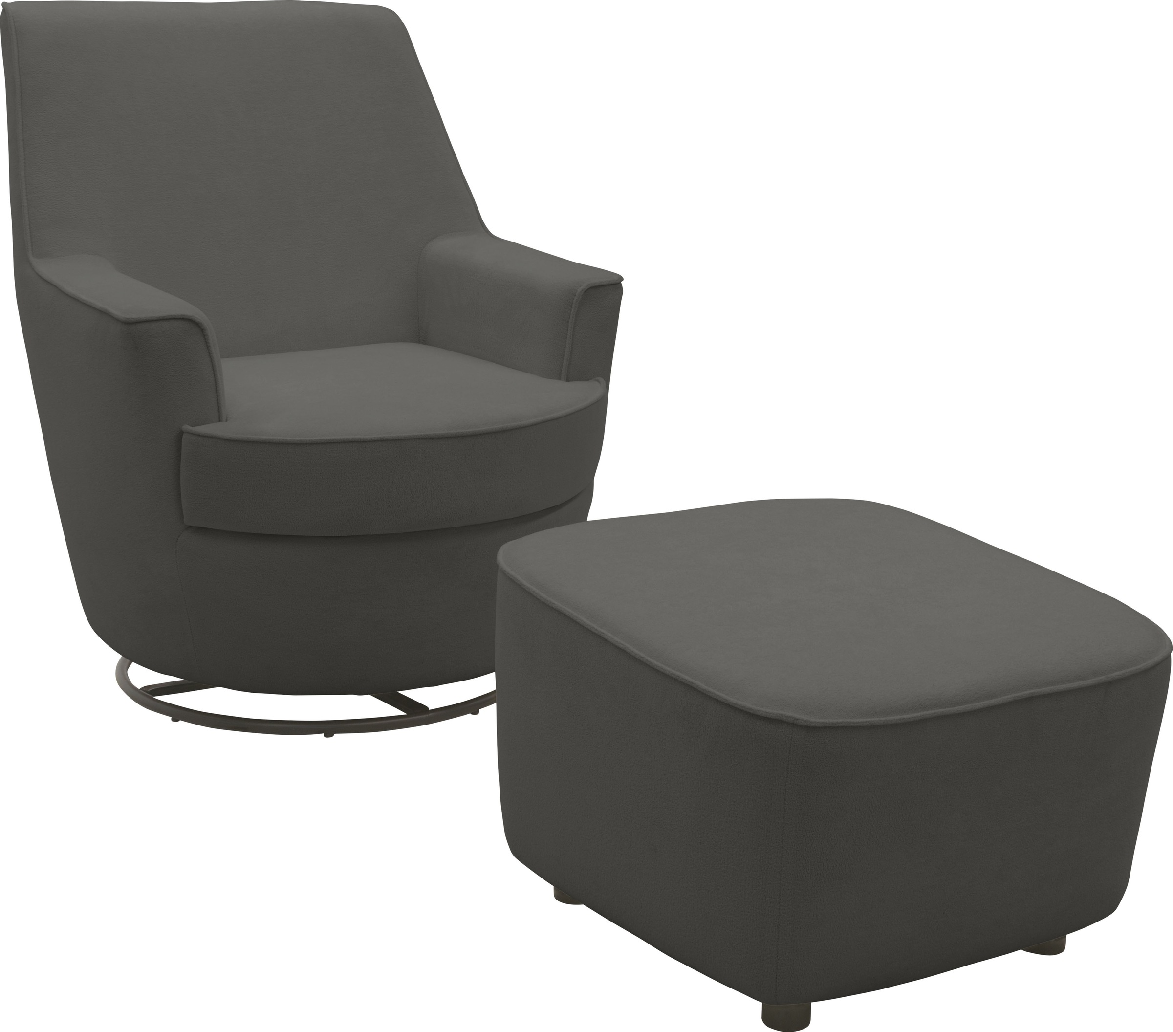 INOSIGN Drehsessel »HETTY, Drehsessel mit Wippfunktion und Hocker; Lesesessel, Armsessel«, (Set, 2 St.), mit Dreh/Wippfunktion, mit Federkern, in Cord und Microfaser