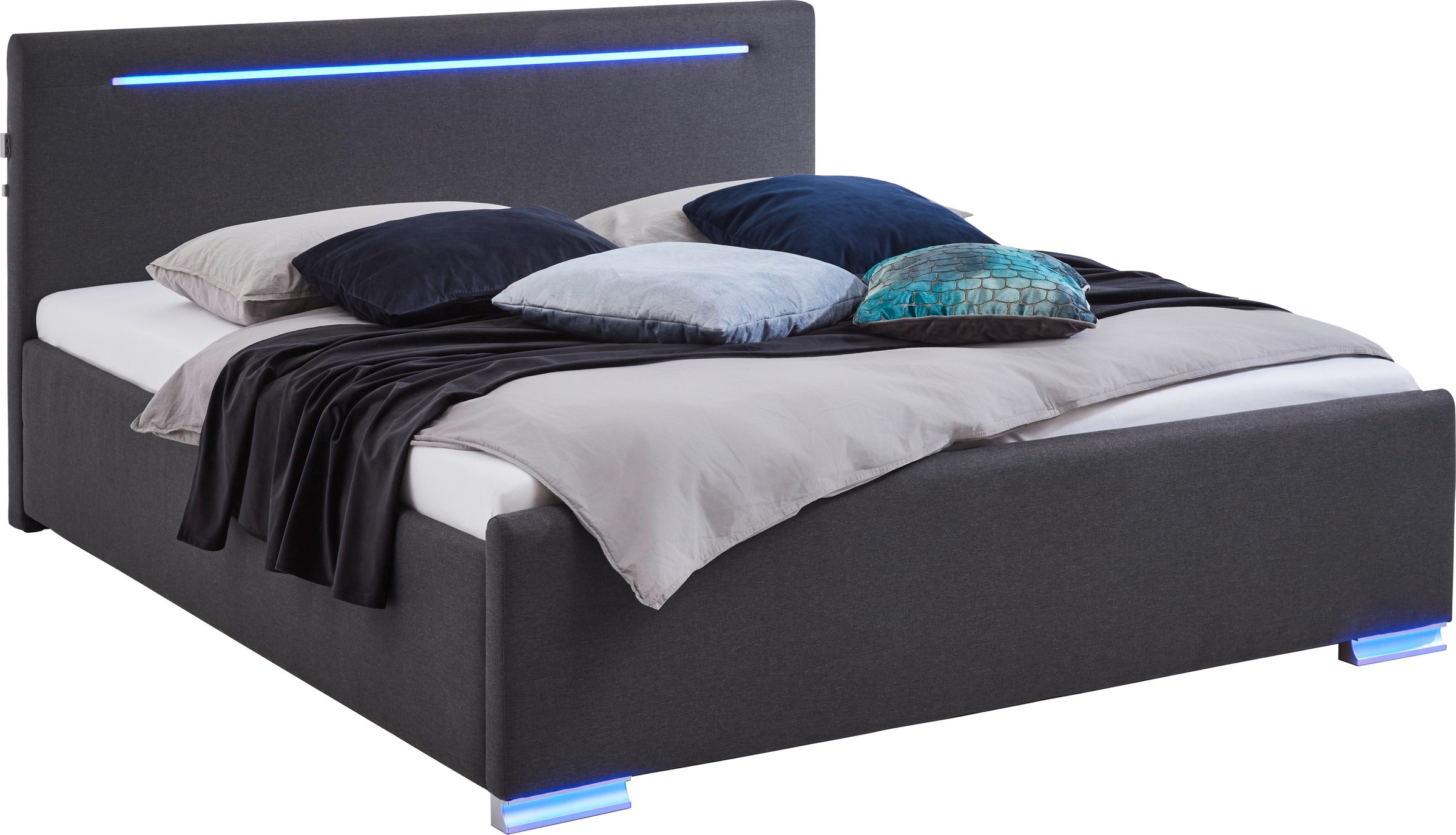 meise.möbel Polsterbett »Las Vegas III mit LED-Beleuchtung und USB-Anschluss«, erhältlich in den Breiten 140 & 180cm