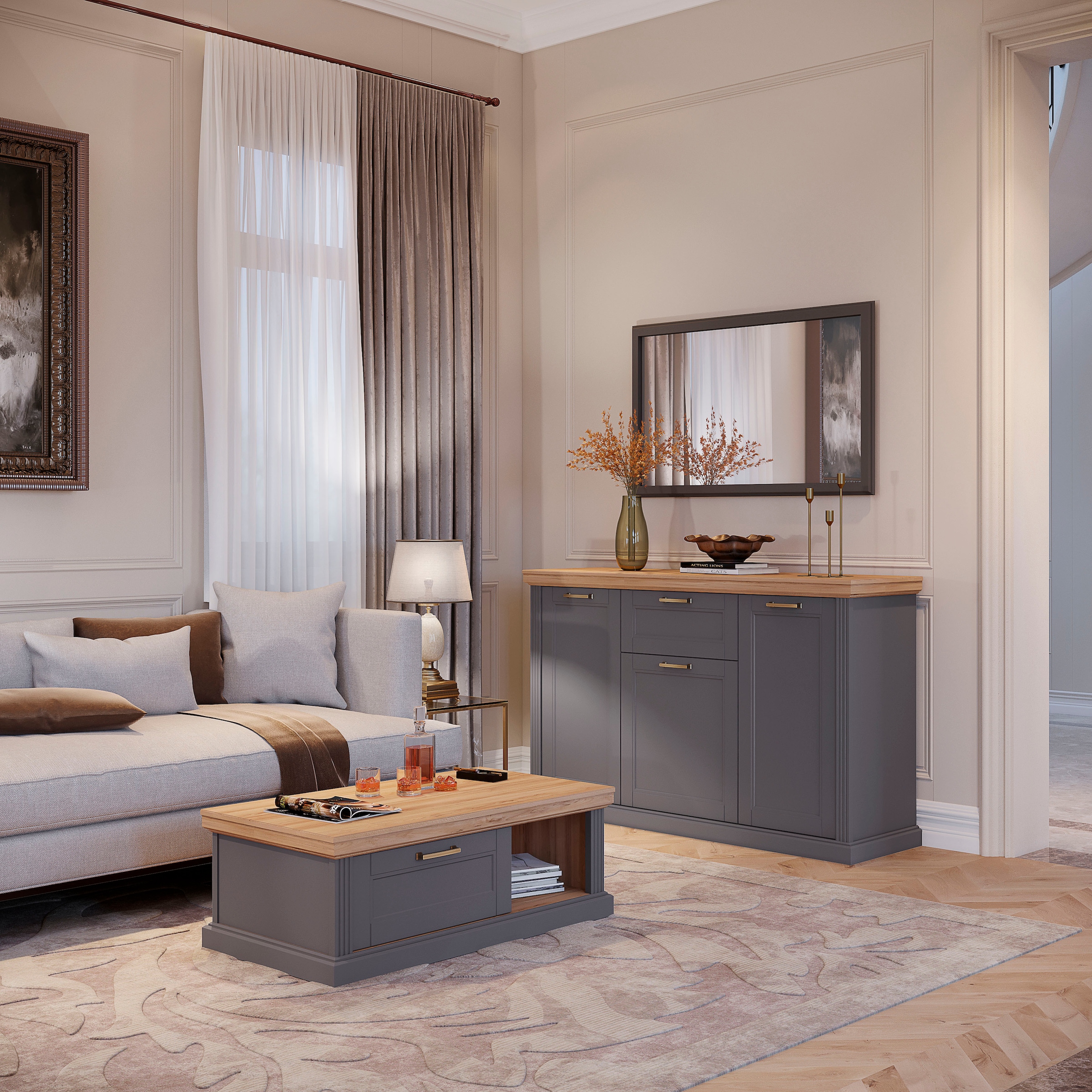 Home affaire Couchtisch »Tara«, mit Soft-Close-Funktion, mit Rollen und Stauraum