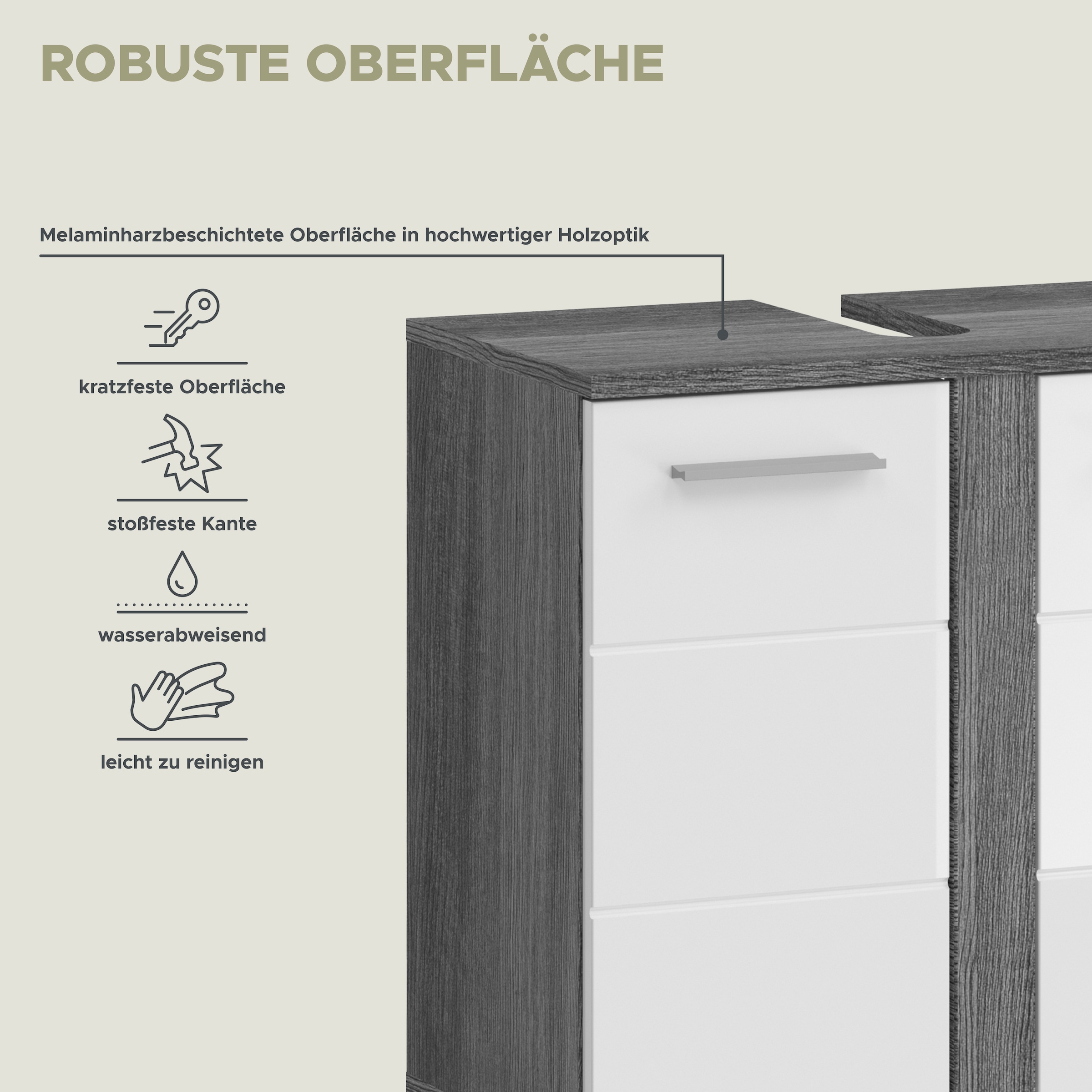 welltime Badmöbel-Set »LUCCA, 3 teilig,TOPSELLER!, MDF Hochglanzfront, bestehend aus:«, (Set, 3 St.), Hochschrank, Waschbeckenunterschrank, Spiegel