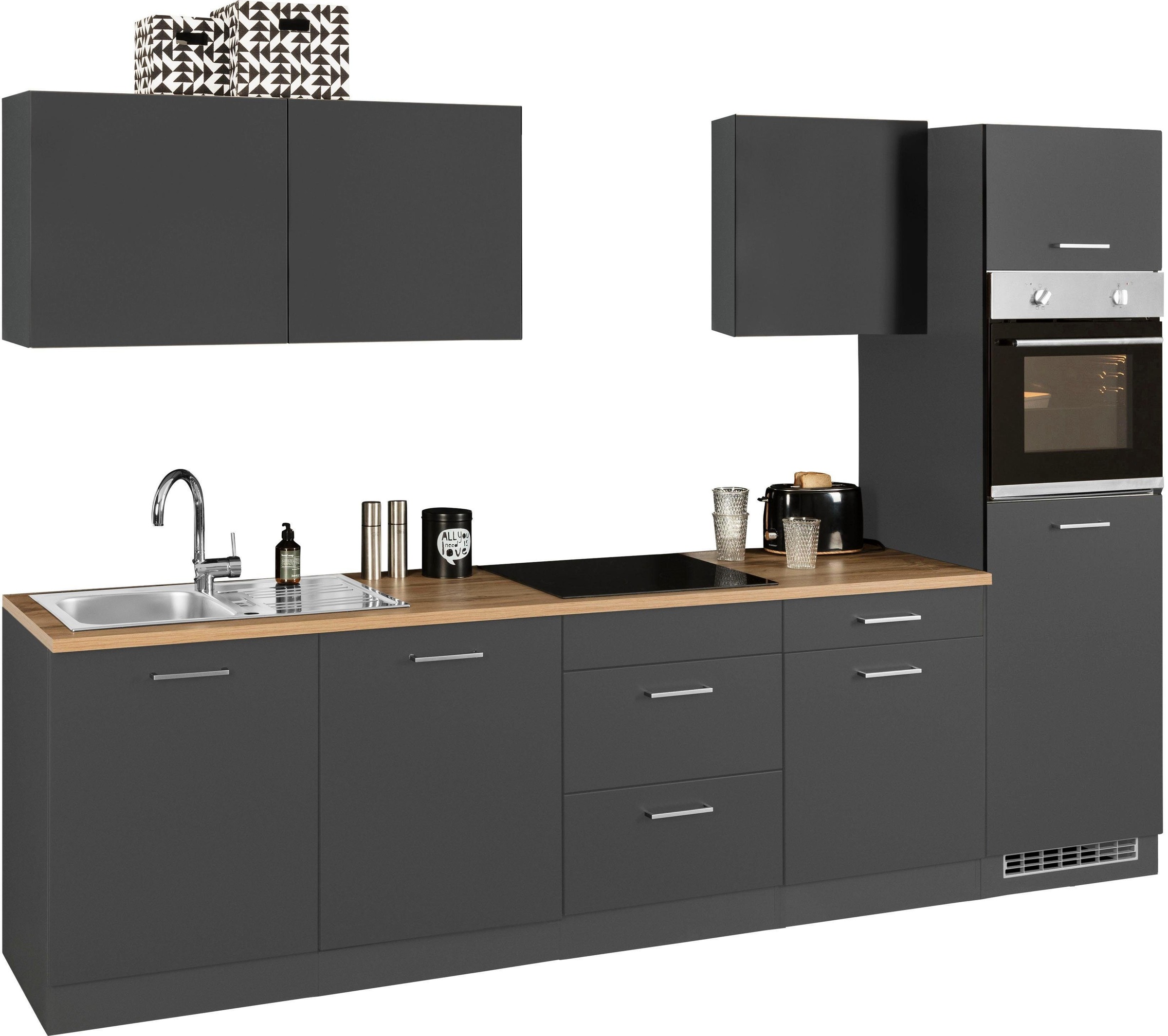 KOCHSTATION Küchenzeile »KS-Kehl«, ohne E-Geräte, Breite 300 cm, für Kühlschrank