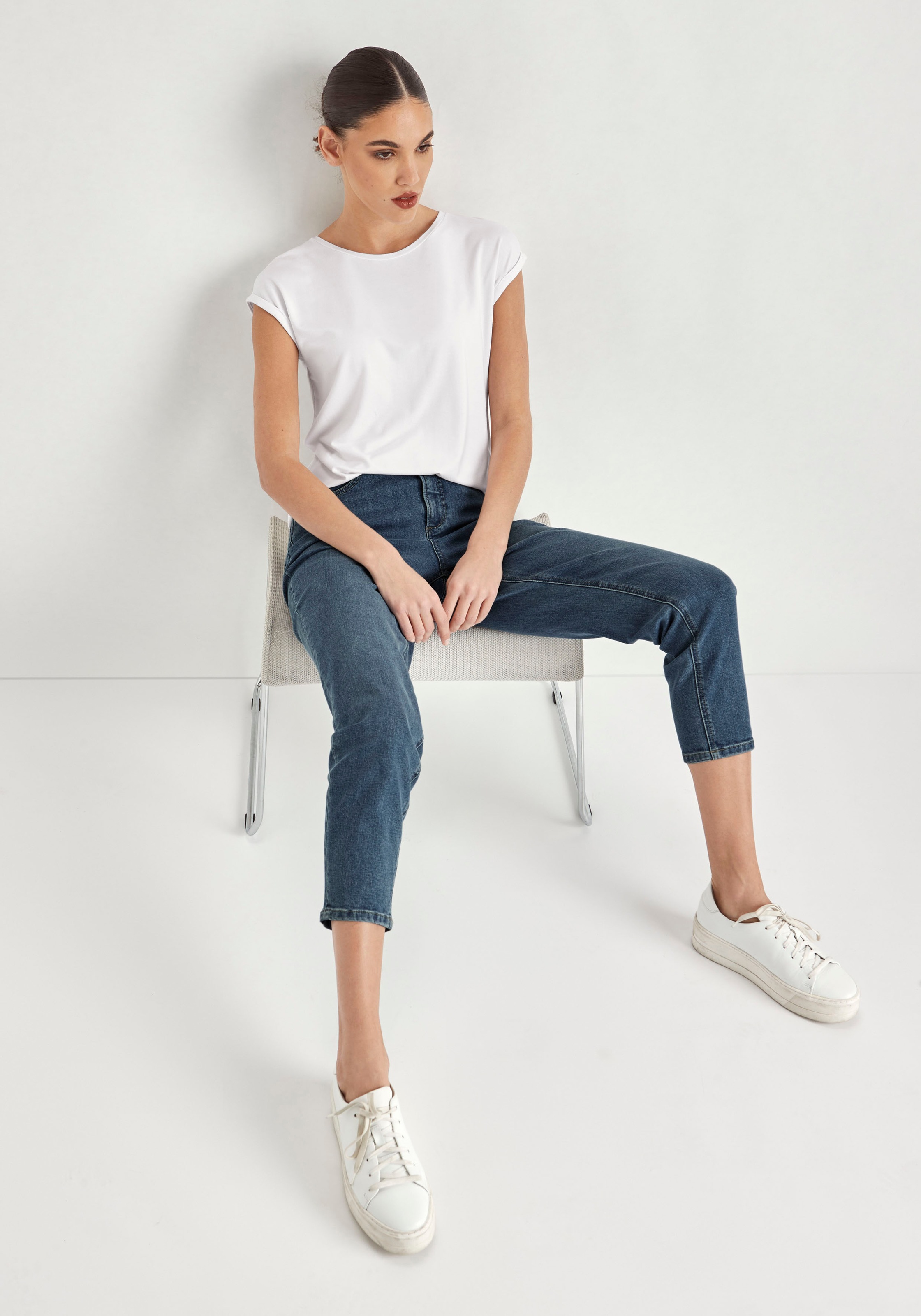 HECHTER PARIS Mom-Jeans, hohe Leibhöhe, knöchelfrei, mit Gürtelschlaufen