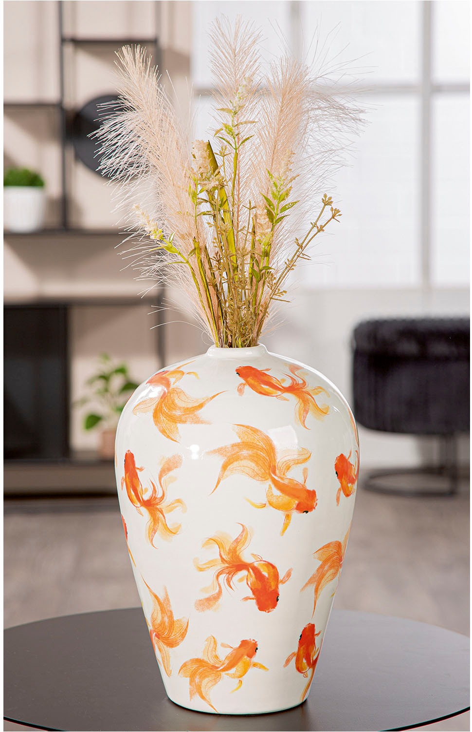 GILDE Tischvase »Vase bauchig Neon weiß H. 30 cm«, (1 St.) günstig online kaufen