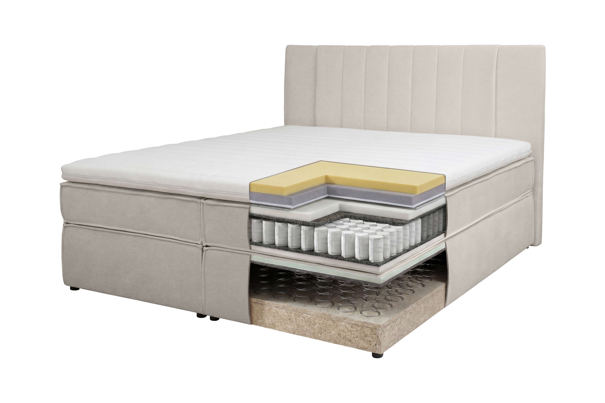 Home affaire Boxspringbett »Bellissimo, Doppelbett, Polsterbett, Federkernbett, Komforbett« inkl. 9cm Topper, 5-Zonen-Taschen-Federkernmatratze, Härtegrad 3