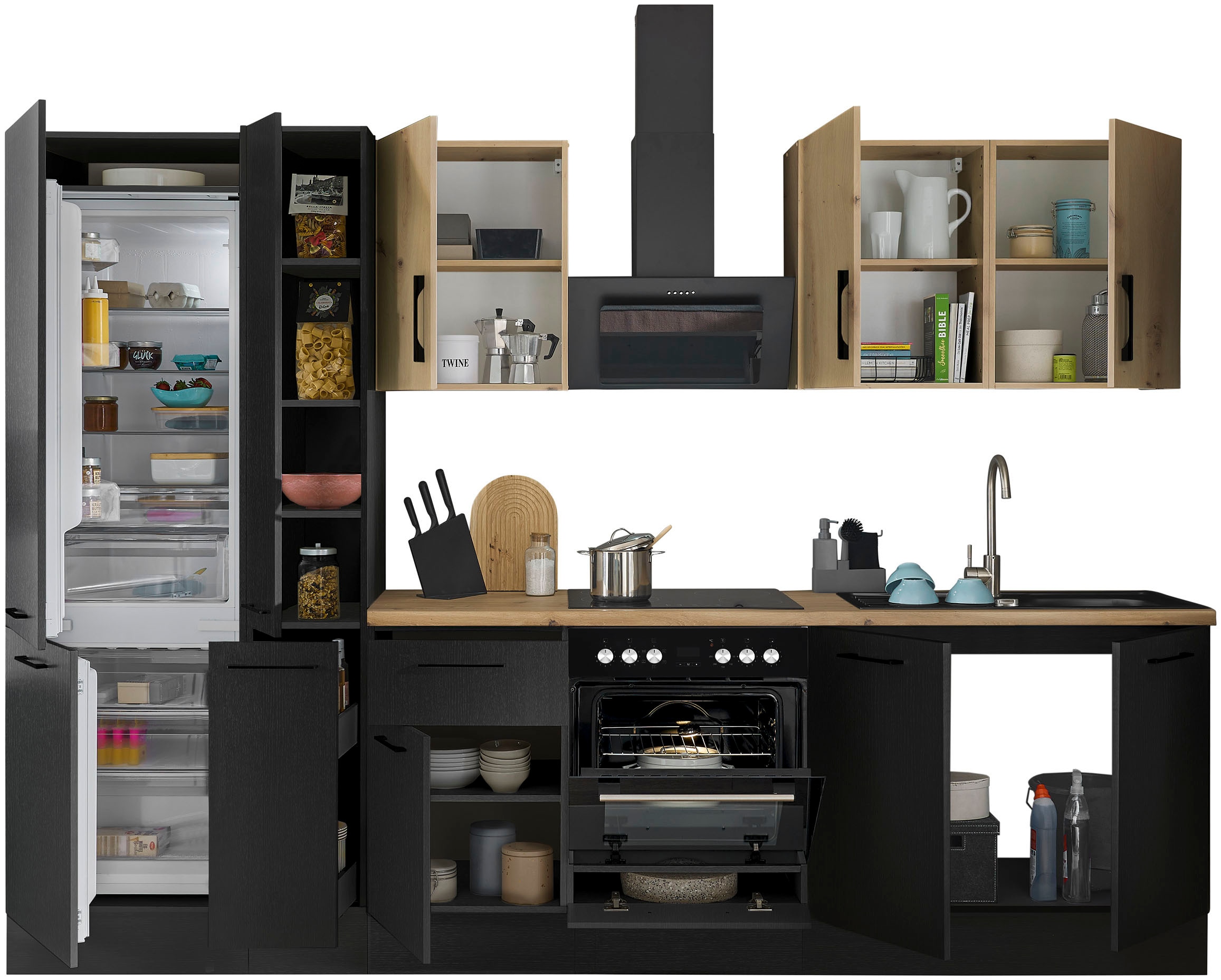 BASIC by Balculina Küchenzeile »Turin«, Breite 300 cm, wahlweise mit E-Geräten