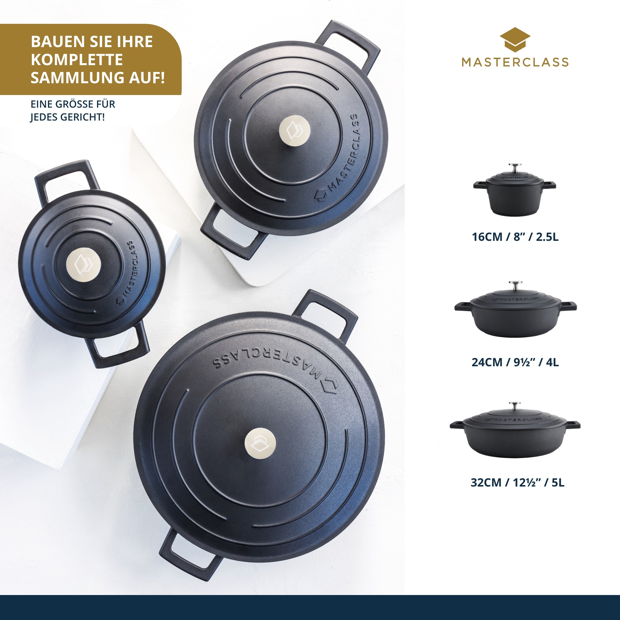 Master Class Kasserolle »MasterClass«, Aluminiumguss, 5 Liter, ultraleicht, kratzfeste Antihaftbeschichtung, Induktion