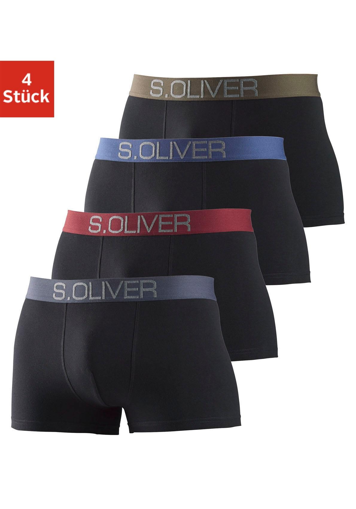 s.Oliver Boxer »Boxershorts für Herren«, (Packung, 4 St.), mit kontrastfarbenem Webbund