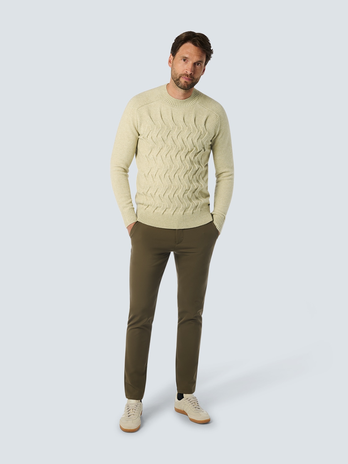 NO EXCESS Rundhalspullover »No Excess Jacquard-Pullover mit Wolle«