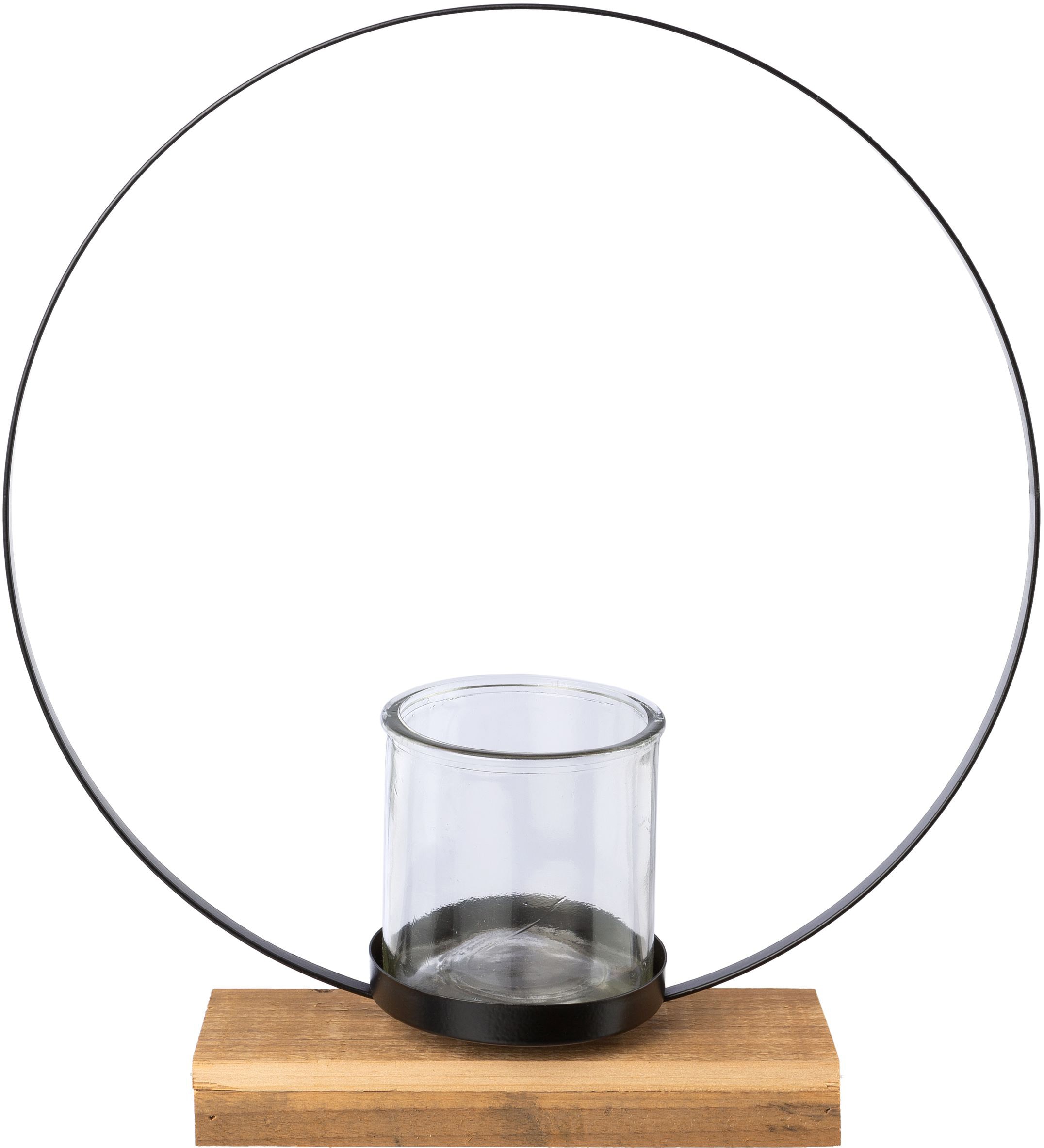 Creativ deco Teelichthalter, (1 St.), auf edlem Holzfuß, Höhe ca. 39 cm