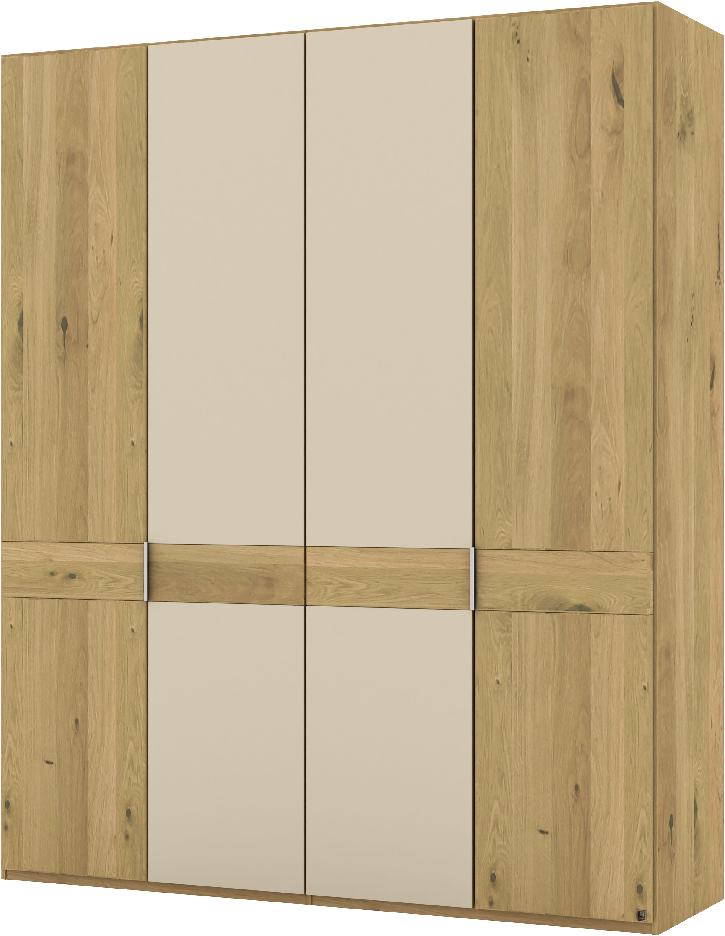 Musterring Drehtürenschrank »Savona, Kleiderschrank, Schrank, Garderobe, teilmassiv Eiche«, (mit Türdämpfern, mit Spiegel oder Glas, extra Böden, MADE IN GERMANY), Türen in Bianco-Eiche massiv, Spiegel-/Glastüren, verschiedene Größen