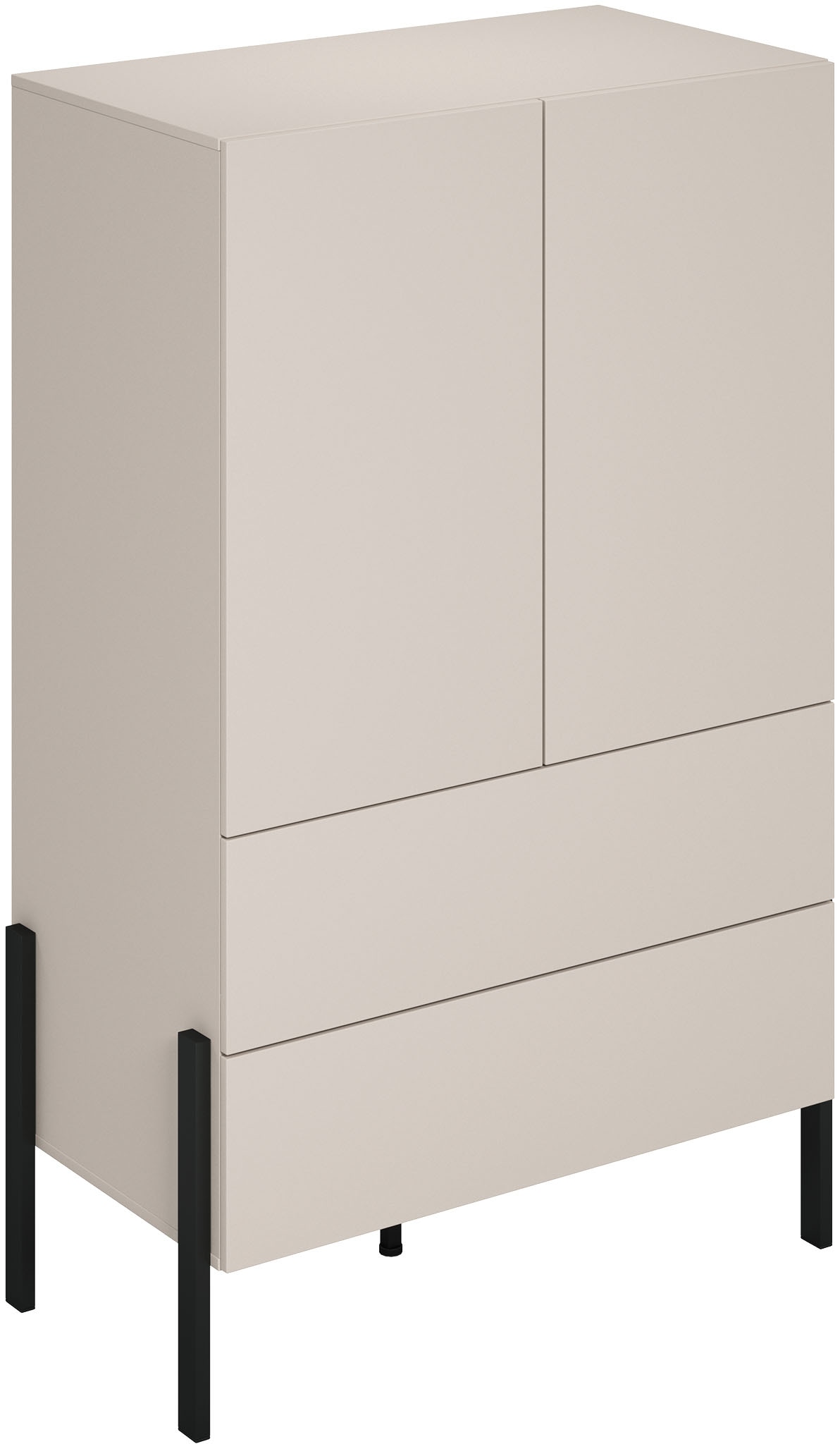 INOSIGN Wäscheschrank »Jukon, moderner griffloser Kleiderschrank, Metallfüsse, Made in Europe«, (90x150x50, ideal für kleine Räume oder Nischen), Mehrzweckschrank,2 Schubladen, 2 Türen, FSC-zertifiziert