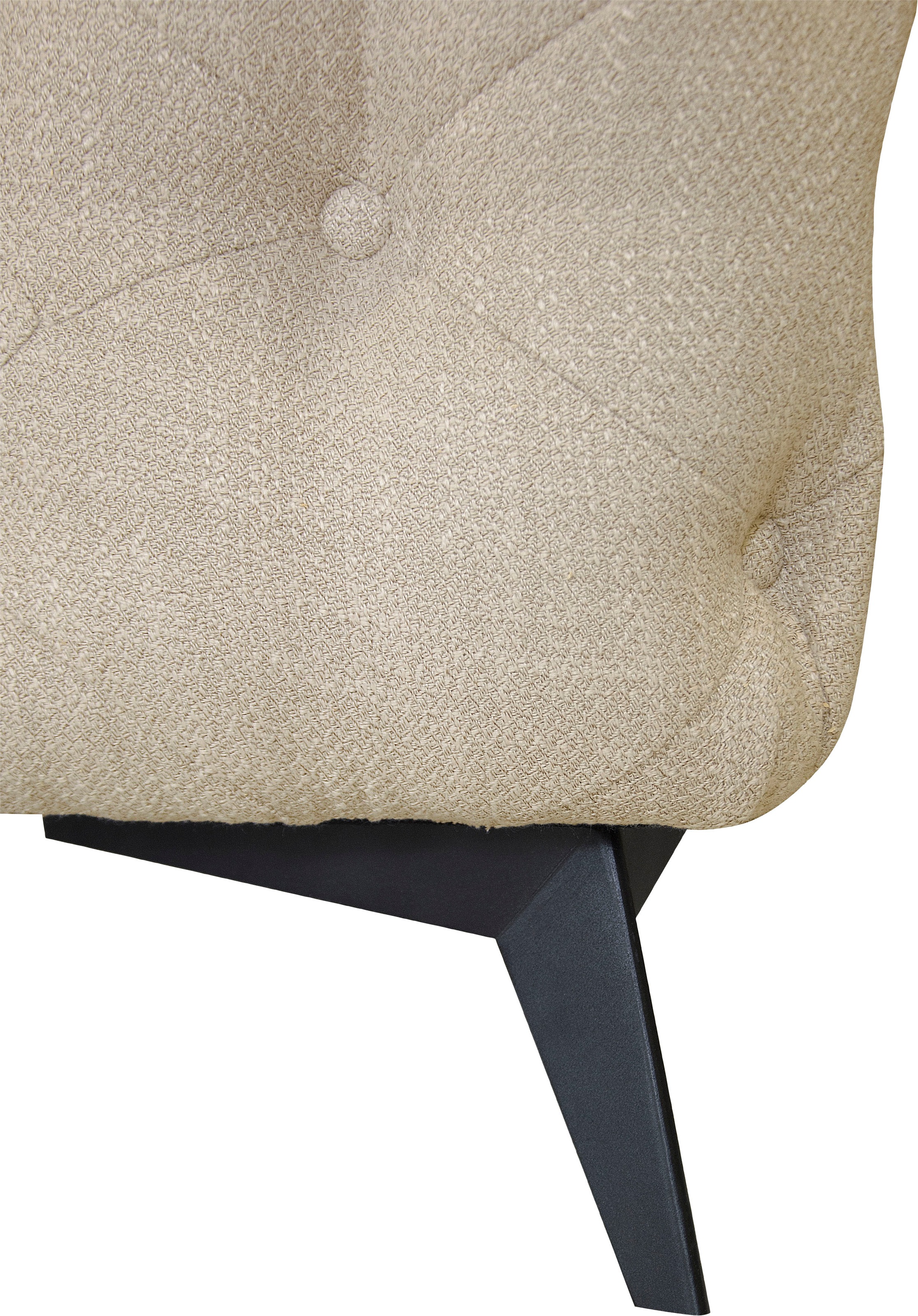 Leonique Chesterfield-Sofa »Ecksofa GLYNIS L-Form mit Wellenunterfederung, Maße B/T/H 323/264/75cm«, aufwändige Knopfheftung, moderne Chesterfield Optik, Fußfarbe wählbar
