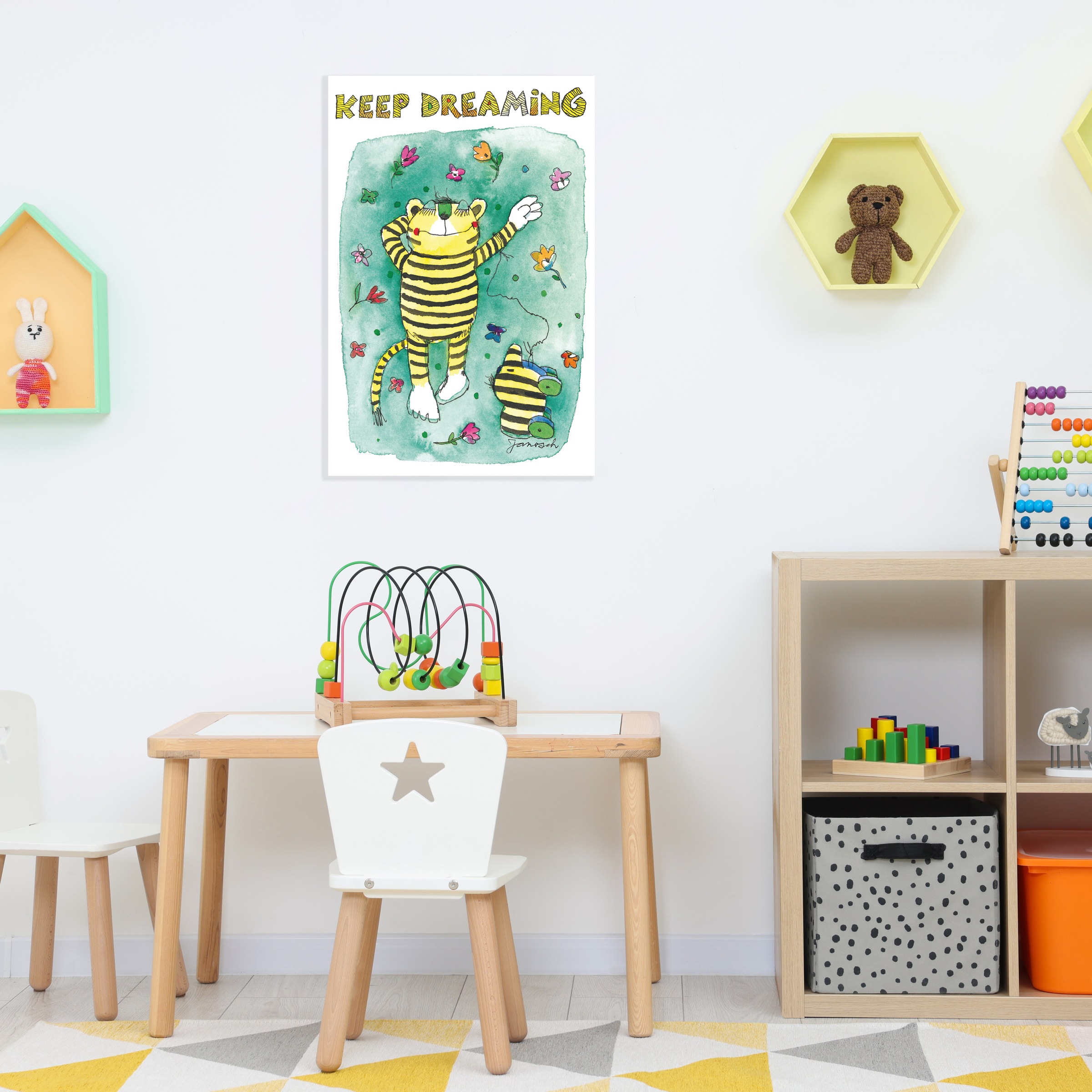 LuckyLinde Wanddekoobjekt »Der kleine Tiger und seine Tigerente« Exklusive JANOSCH Kindermotive, Stahlschild