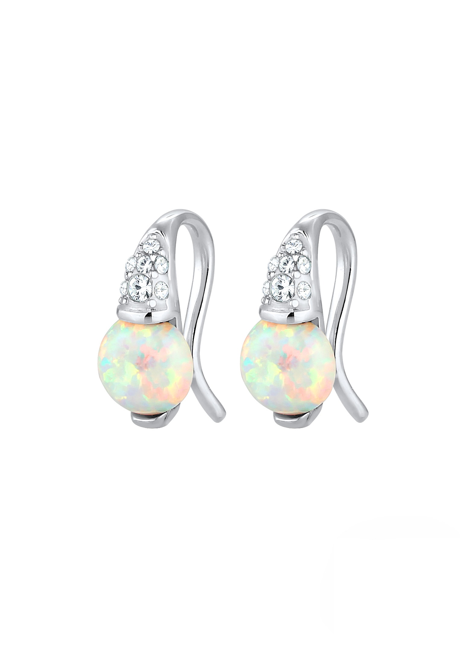 Elli Premium Paar Ohrhänger »Glas Kristalle Synthetischer Opal Weiß 925 Sterling Silber«