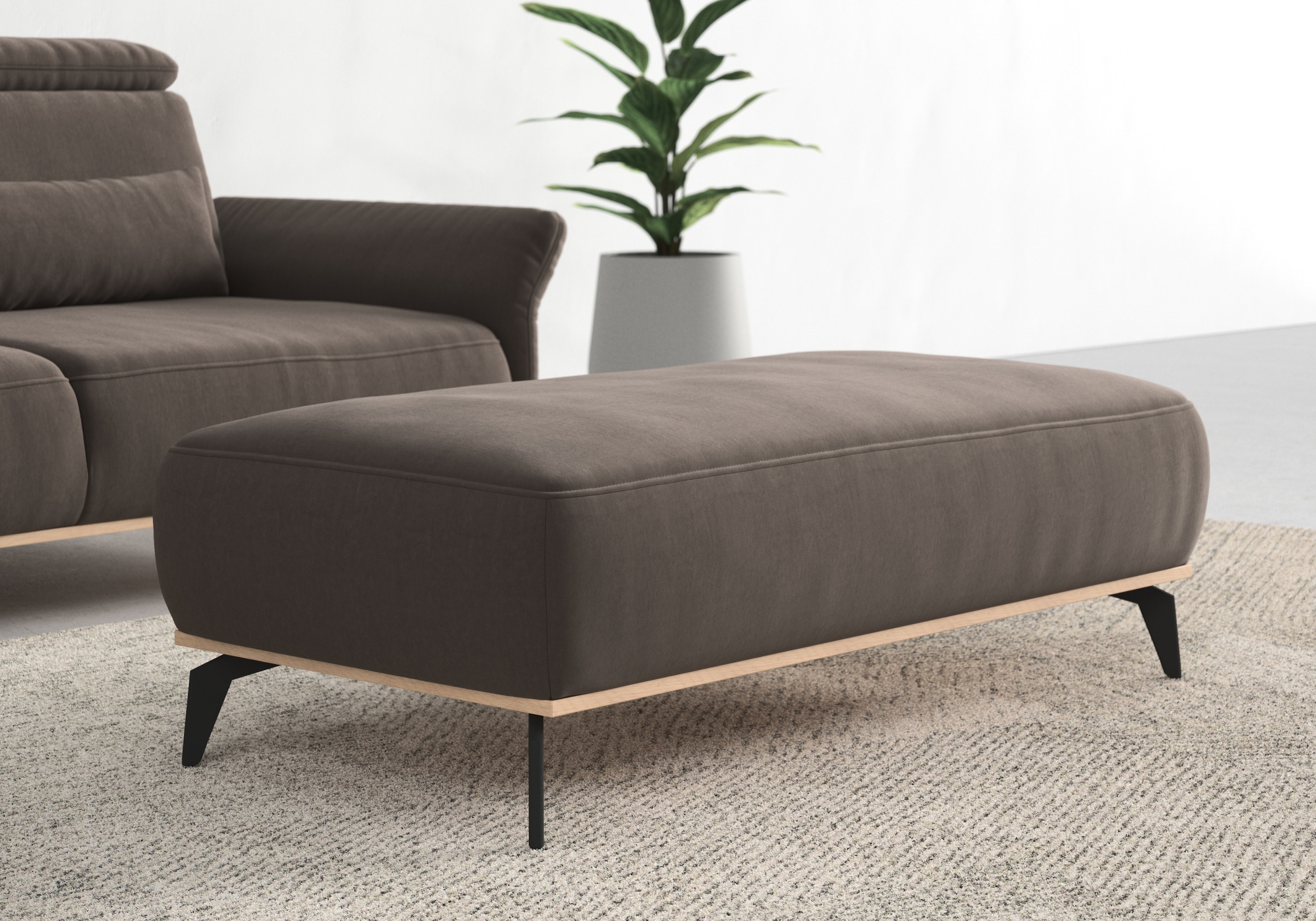 Home affaire Polsterhocker »Fjord« Mit einem Holzrahmen in Buche massiv eichefarbig, mit Füßen 15 cm hoch