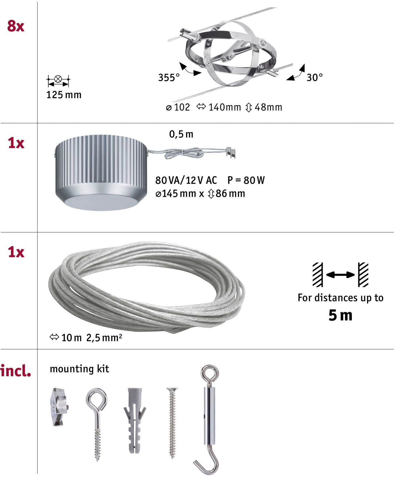 Paulmann LED Deckenleuchte »Cardan«, 8 flammig, Leuchtmittel GU 5,3 | ohne Leuchtmittel, GU 5,3