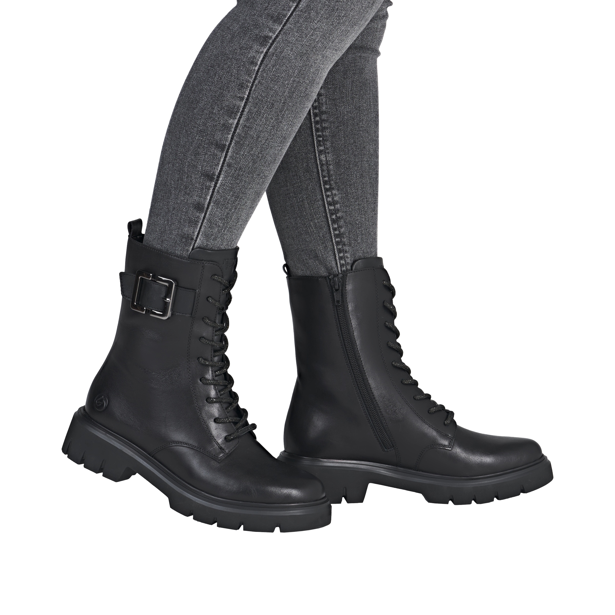 Remonte Schnürboots, Stiefelette, Boots, Profilsohle, Blockabsatz mit Zierschnalle