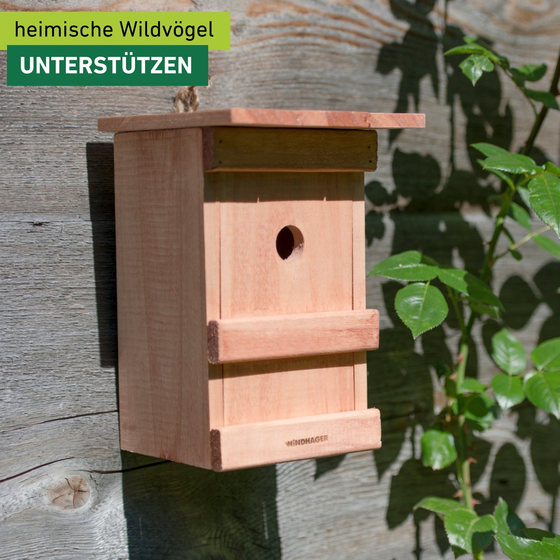 Windhager Vogelhaus »Nistkasten Birdy, Nistbox aus Massivholz« Vogelhaus inkl. Aufhängung, 24,5x17x17 cm