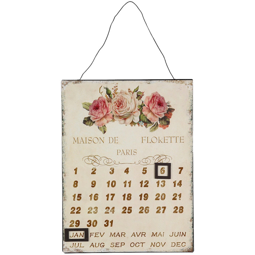 Ambiente Haus Metallbild »Metallbild Kalender - Rosen 25x33cm«, (1 St.)