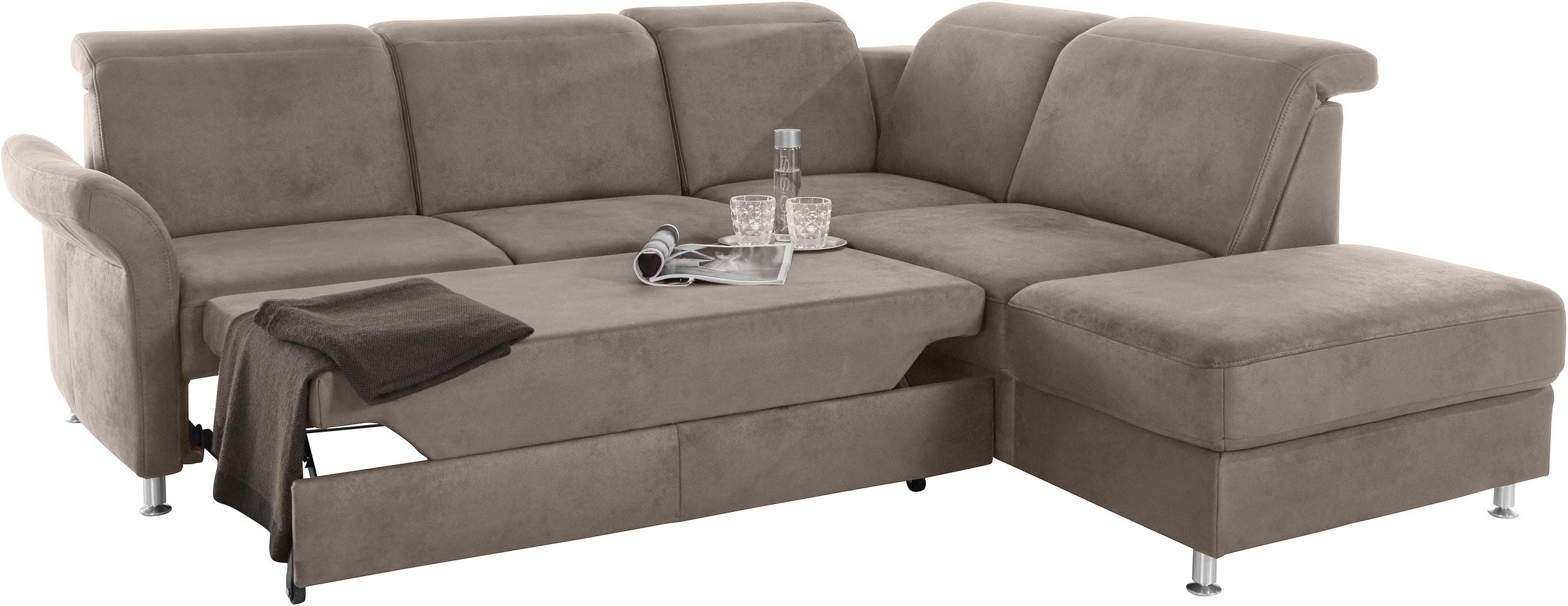 sit&more Ecksofa »Darwin L-Form«, inklusive Federkern, wahlweise mit Kopfteilverstellung, Bettfunktion