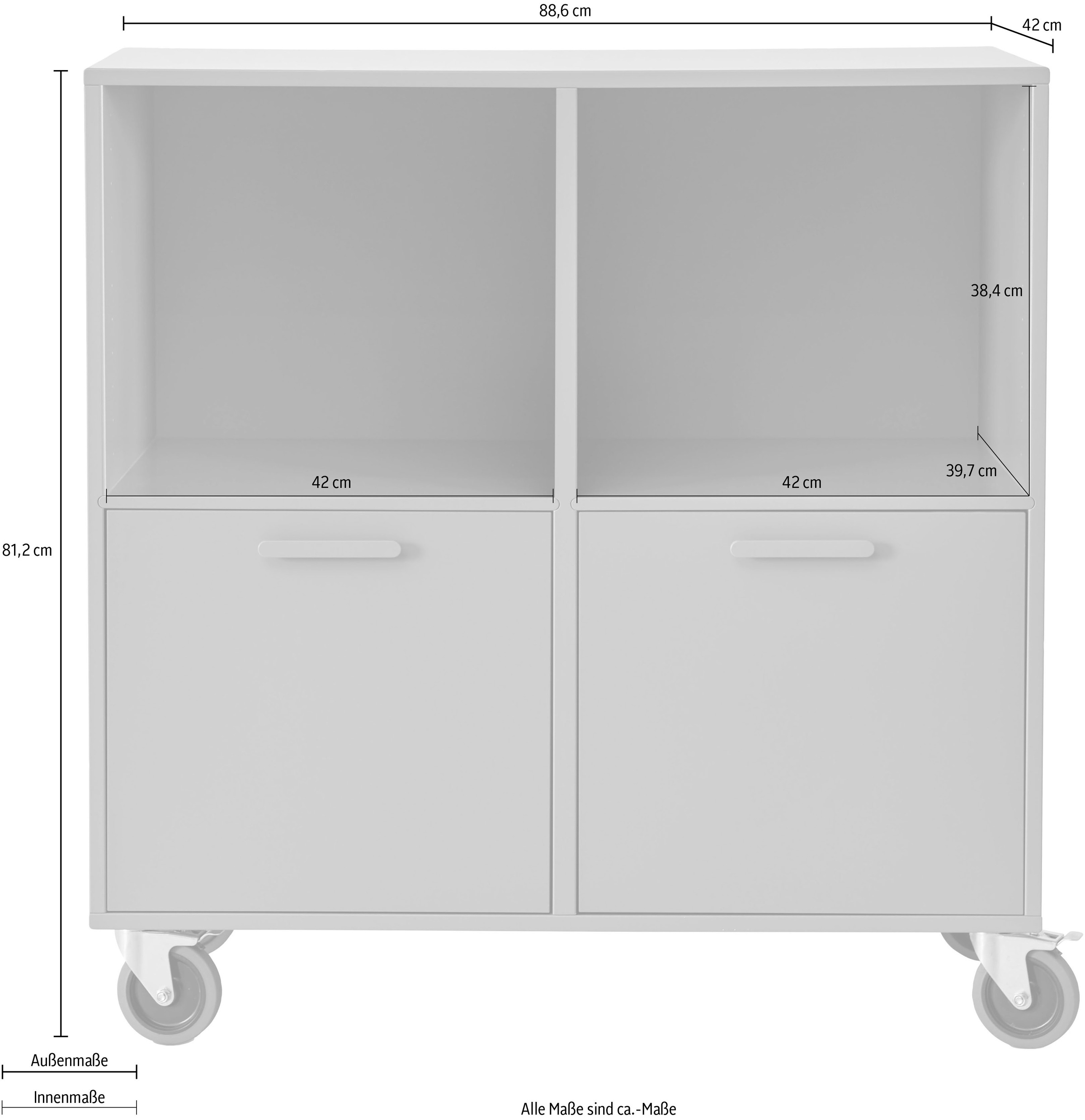 Hammel Furniture Regal »Keep 88,6 mit cm, 2 flexible Möbelserie Rechnung by Rollen, bestellen Türen auf Breite Hammel«, und