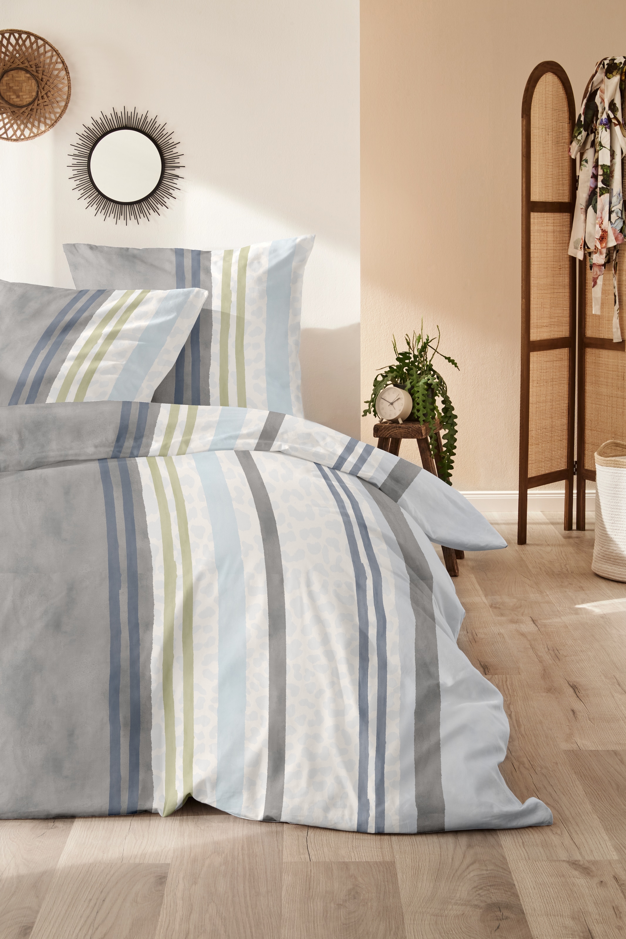 Primera Bettwäsche »Feinbiber-Bettwäsche Leo Stripe« 2 Stk. tlg. mit Leo-Struktur