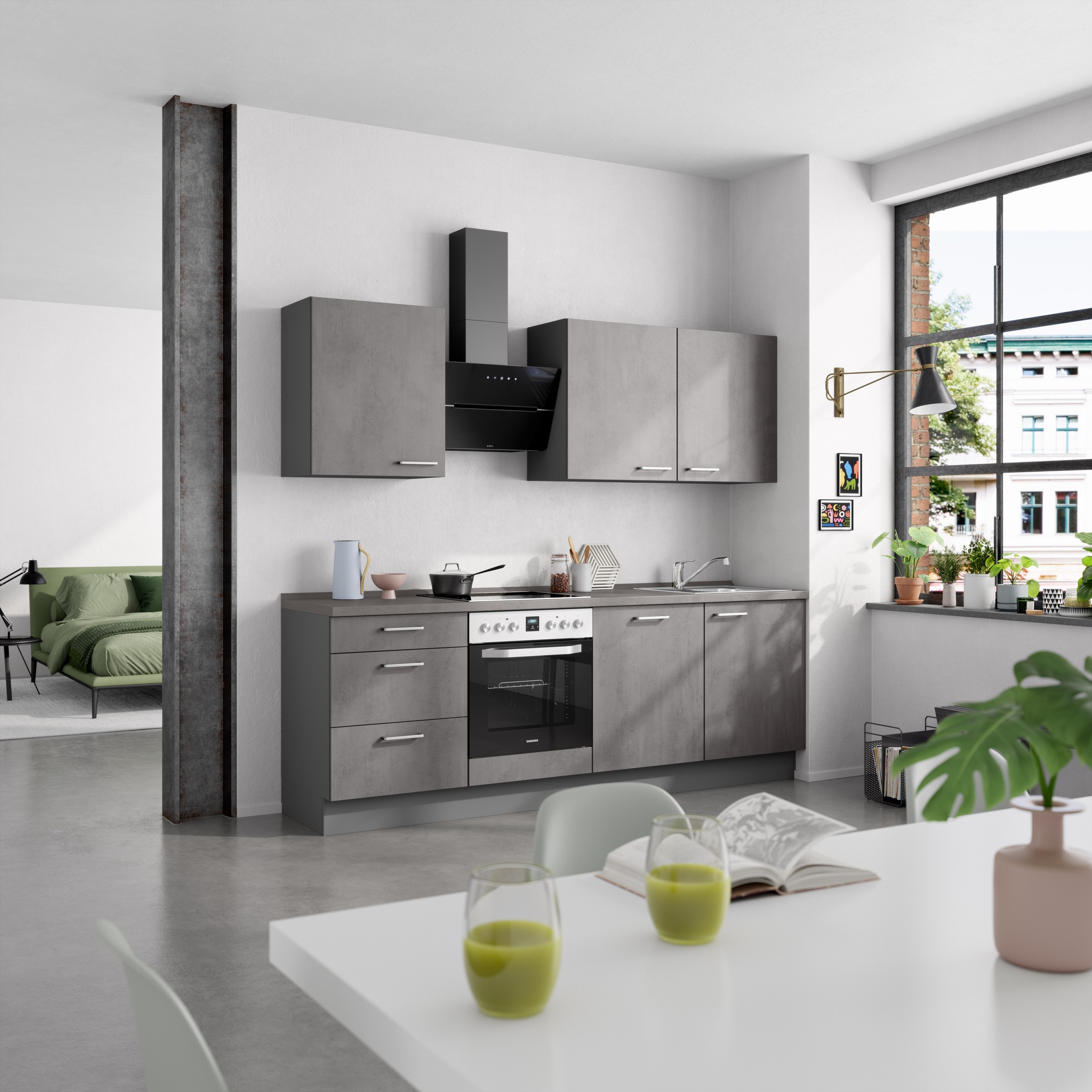 nobilia® Küchenzeile »"Riva II"«, vormontiert, Ausrichtung wählbar, Breite 240 cm, wahlw. mit E-Geräten