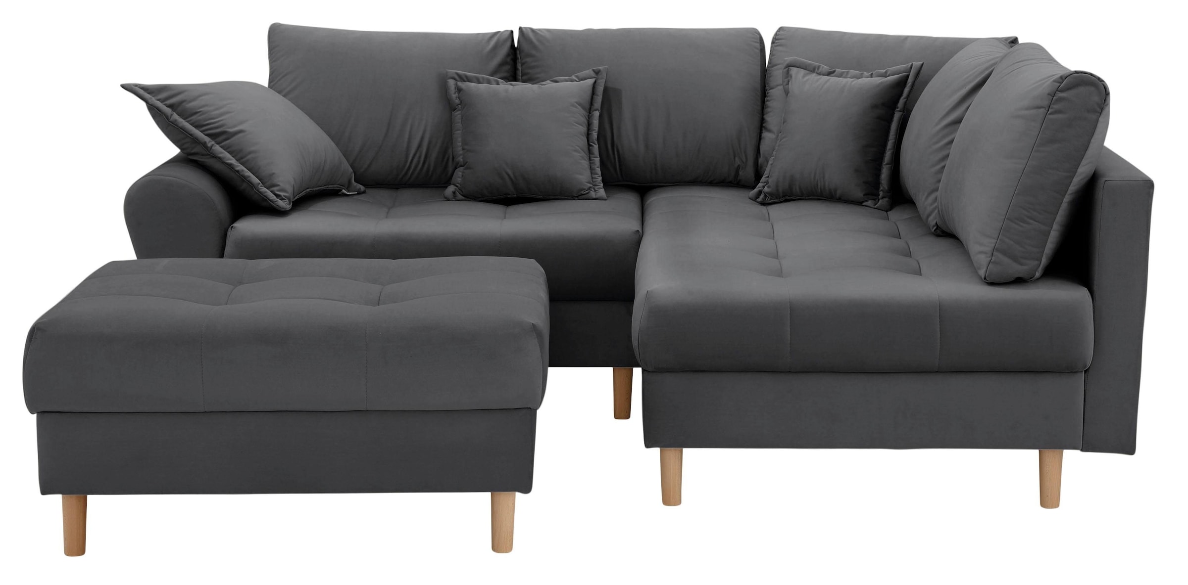 Home affaire Ecksofa »Rice L-Form, B: 223 cm« Set: Sofa & Hocker, mit 3 Zie günstig online kaufen