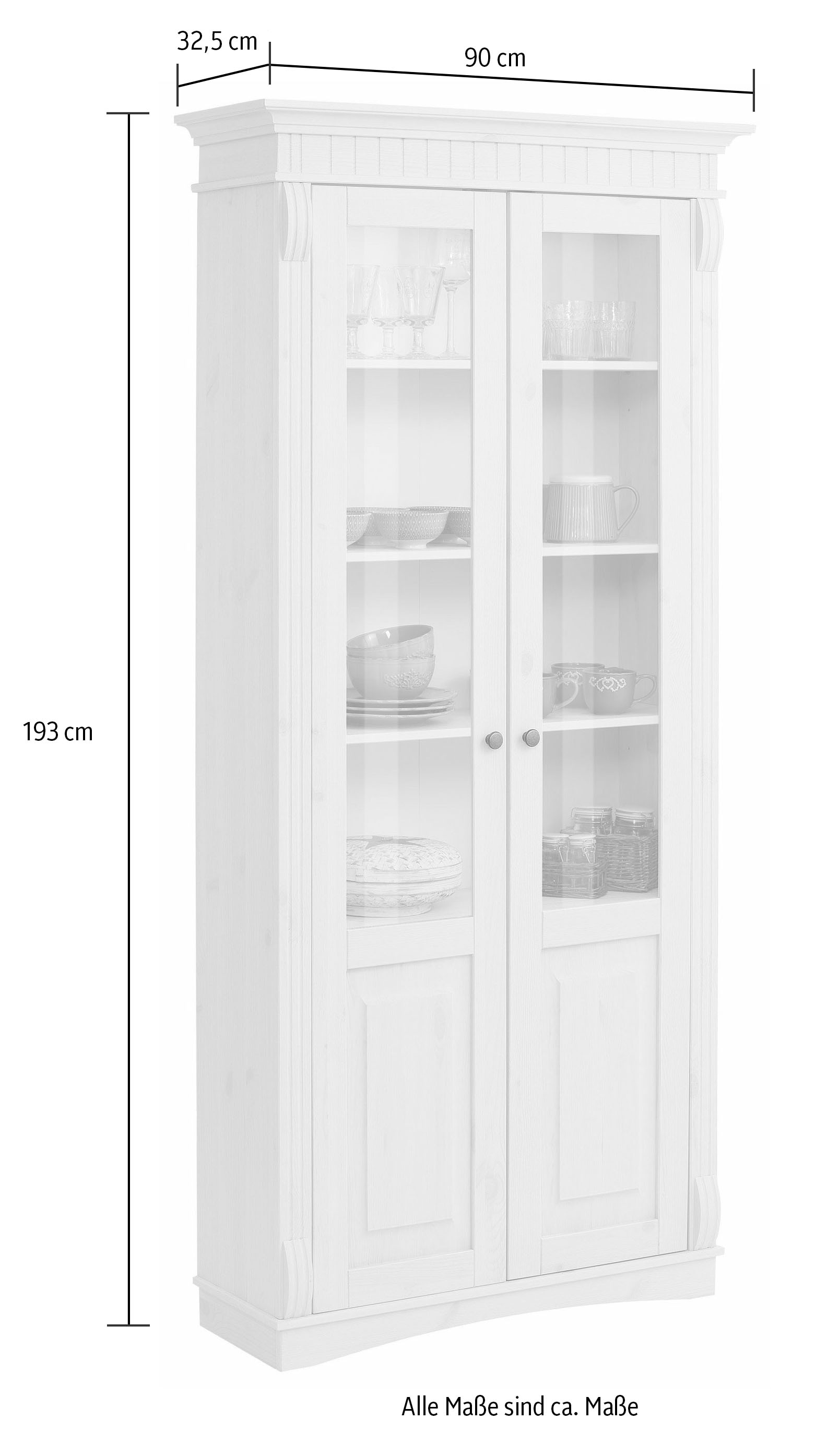 Home affaire Glasvitrine »Teresa«, mit 2 Glastüren, Höhe 193 cm online  kaufen
