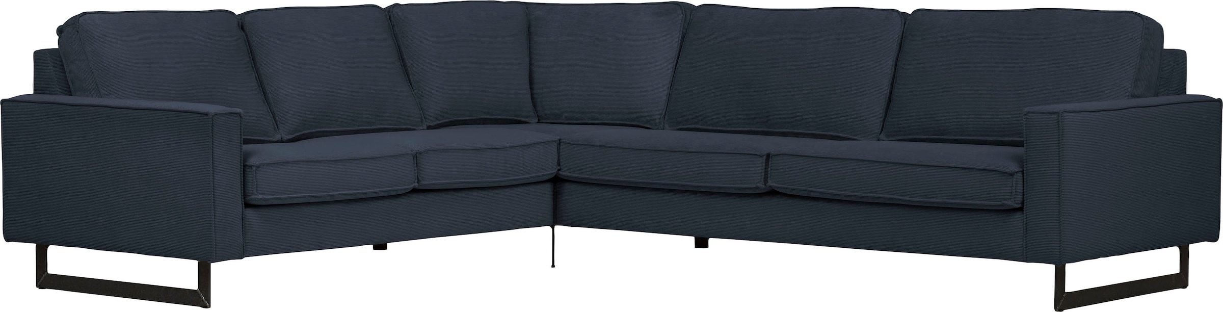 Places of Style Ecksofa »Pinto, XXL, 250/290 cm, langer Schenkel, Ottomane«, Cord, Chenille, Lederoptik, mit Keder, Metallfüße, Wellenunterfederung
