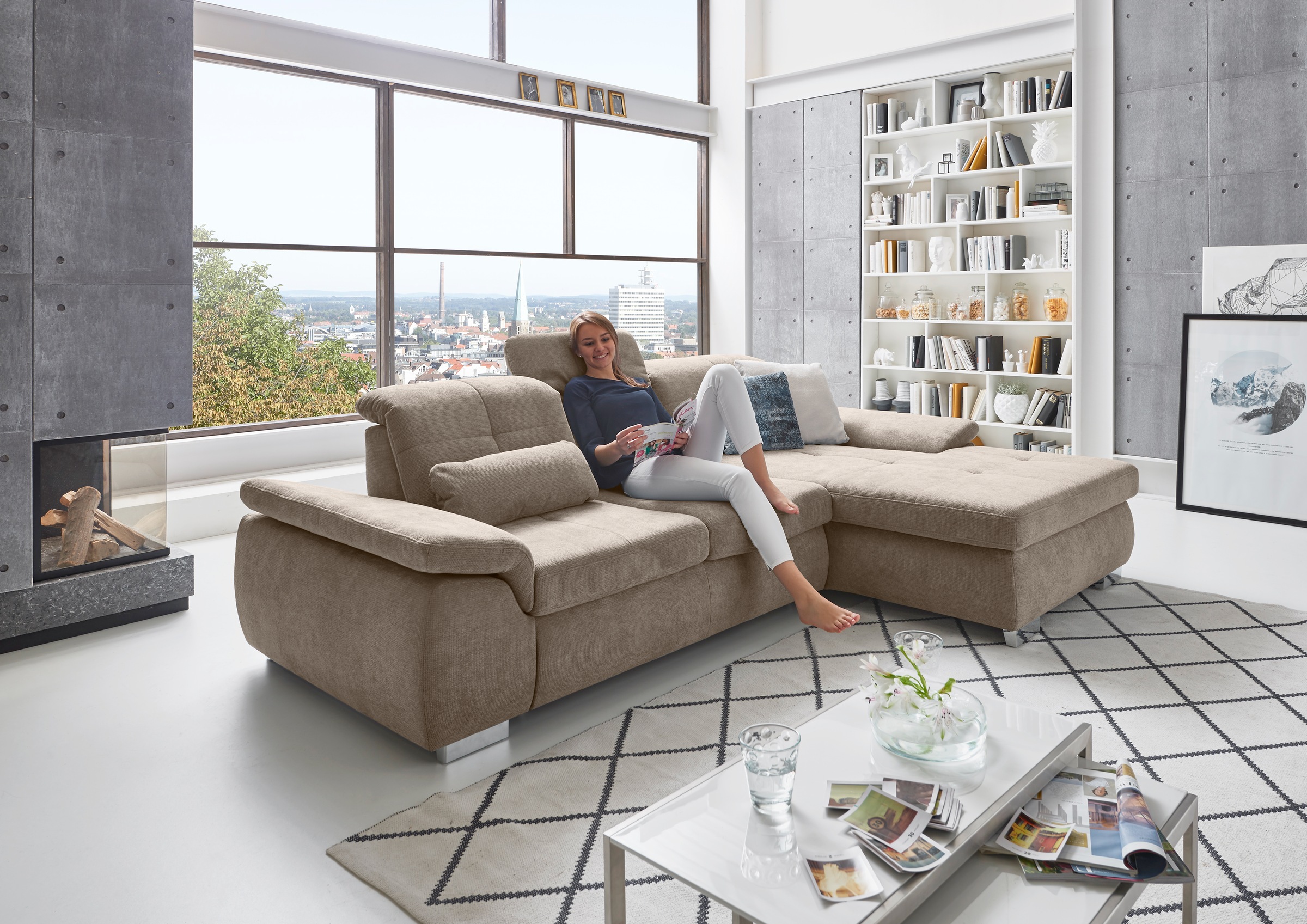 Die PlanBar Ecksofa »MP-IN16037 L-Form mit Kaltschaum-Polsterung« mit Sitzt günstig online kaufen