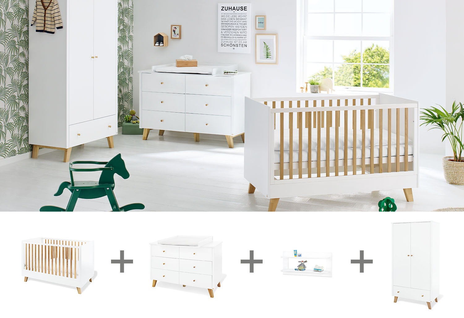 Pinolino® Babyzimmer-Komplettset »Pan«, (Set, 4 St., Kinderbett, Wickelkommode,... kaufen