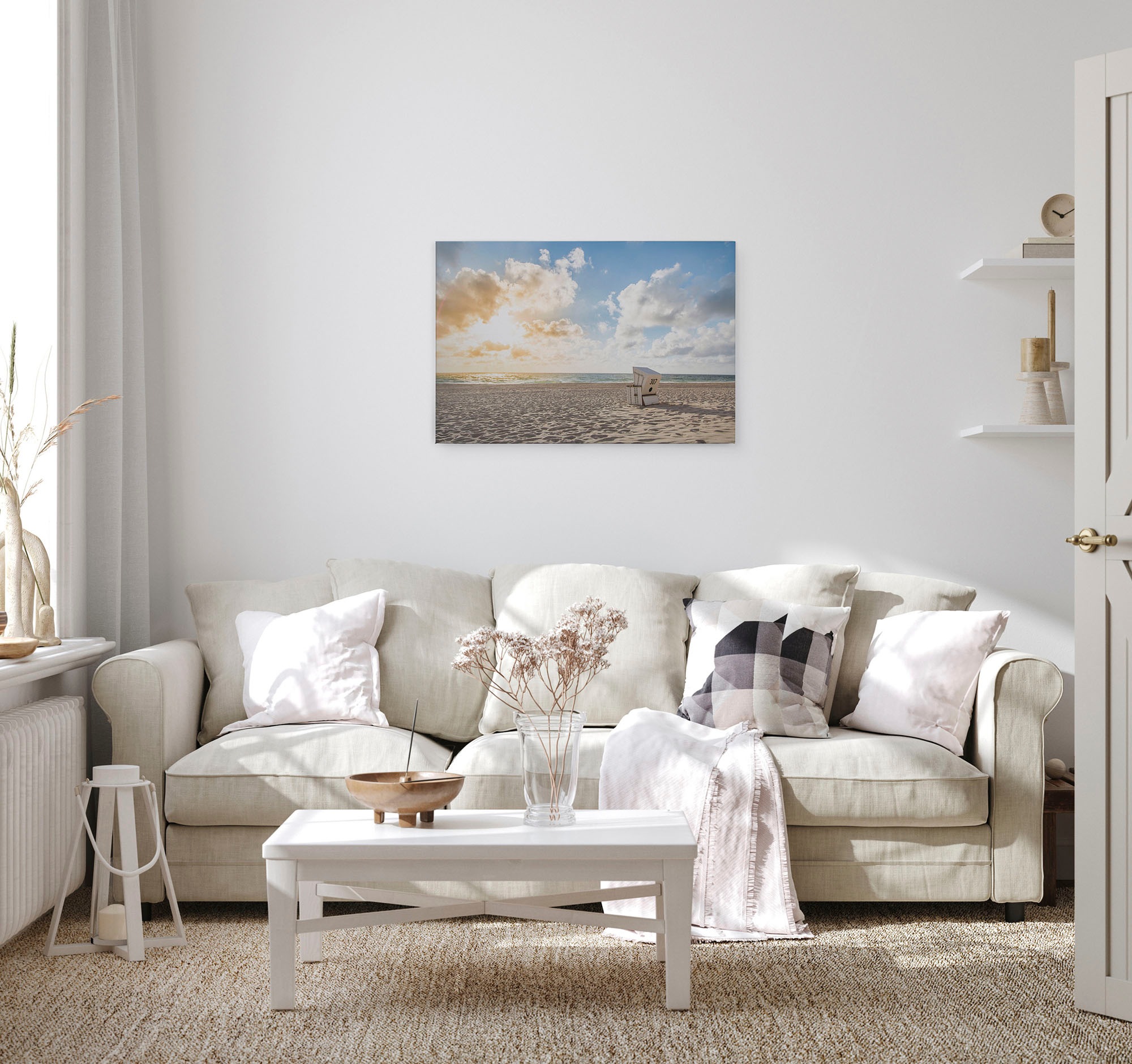 A.S. Création Leinwandbild »Beach Chair«, Kunst-Gemälde-Kinder, (1 St.), Strand Meer Keilrahmen Natur Leinwand-Bild Wohnzimmer modern Wandbild