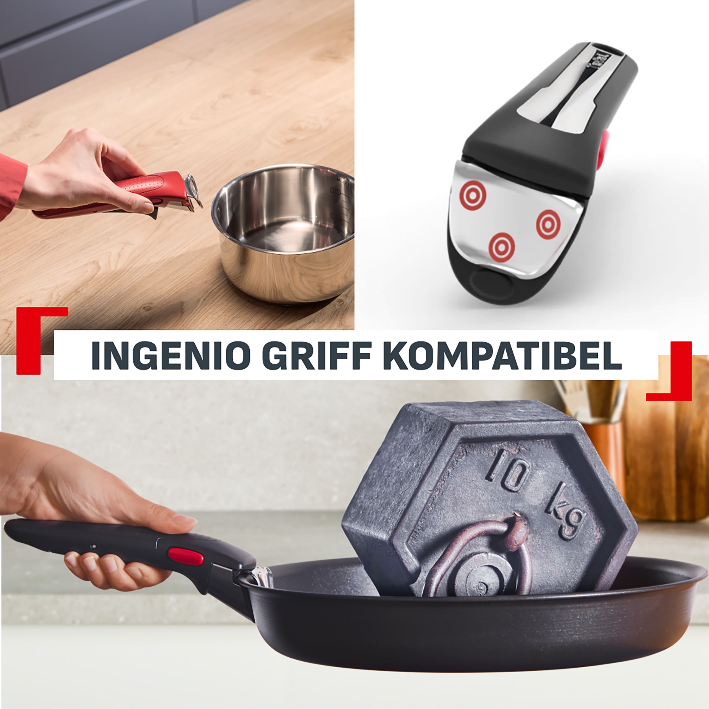 Tefal Schmorpfanne »Ingenio Excellence Fusion« Aluminium 1 tlg. abnehmbarer Ingenio-Griff, Thermo-Signal, stapelbar, Induktion