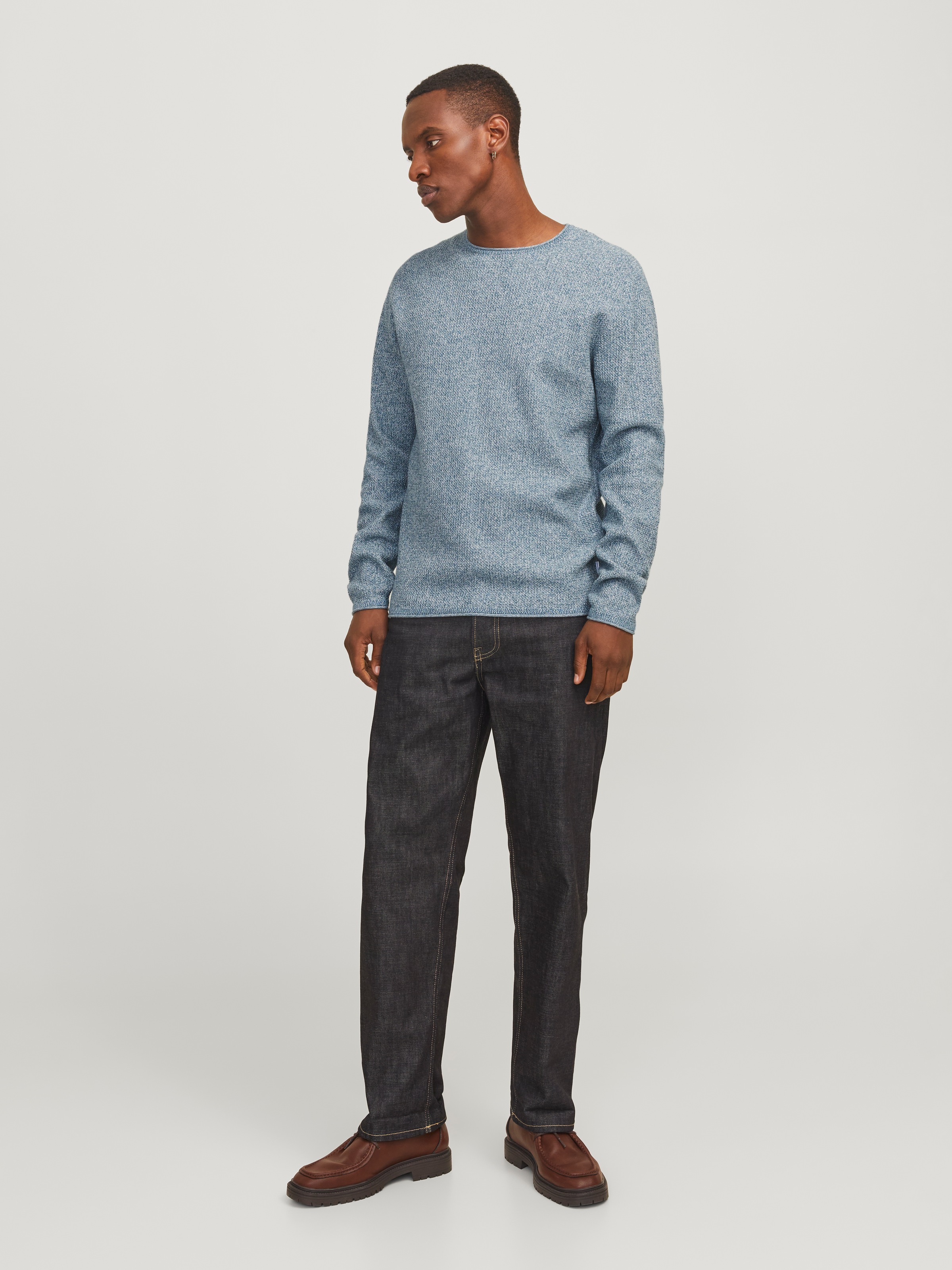 Jack & Jones Rundhalspullover »JJECOOPER KNIT CREW NECK NOOS«, in Strick Optik
