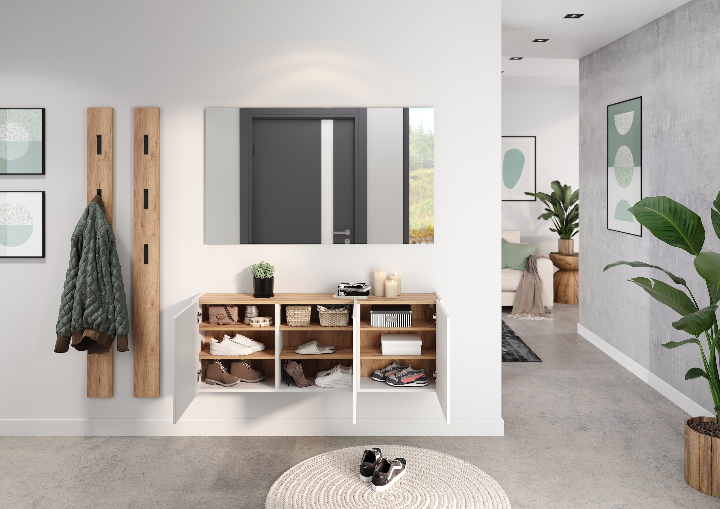 GERMANIA Mehrzweckschrank »Libbiano, Schuhschrank«, ideal für schmale Flure, Breite 138 cm, in 2 verschiedenen Höhen