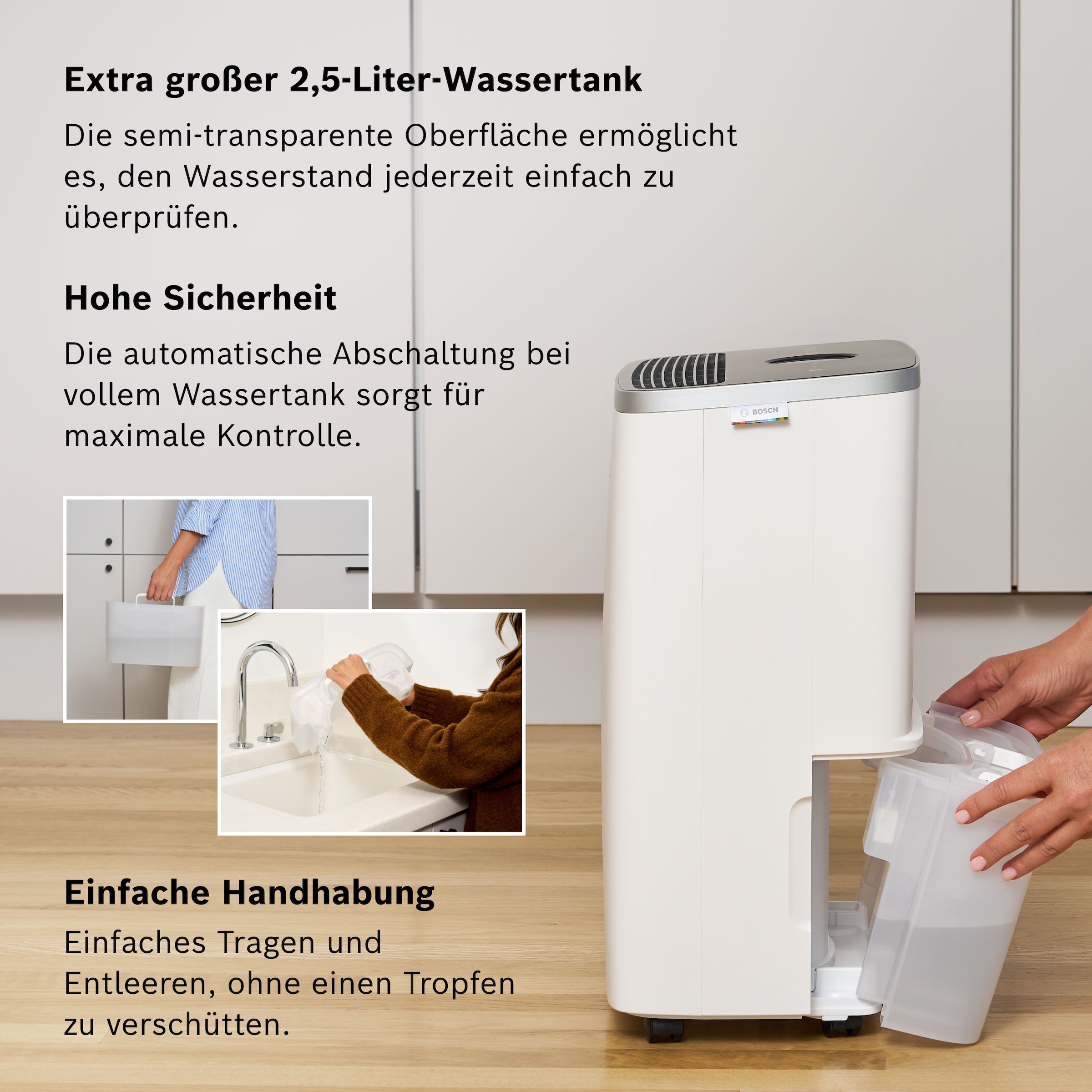 BOSCH Luftentfeuchter »Dry 4000 - Ideal für die Wohnung & schnelle Trocknung der Wäsche« Entfeuchtung 16 l/Tag Tank 2,5 l Ultra-leiser Betrieb; nur 38 dB(A)