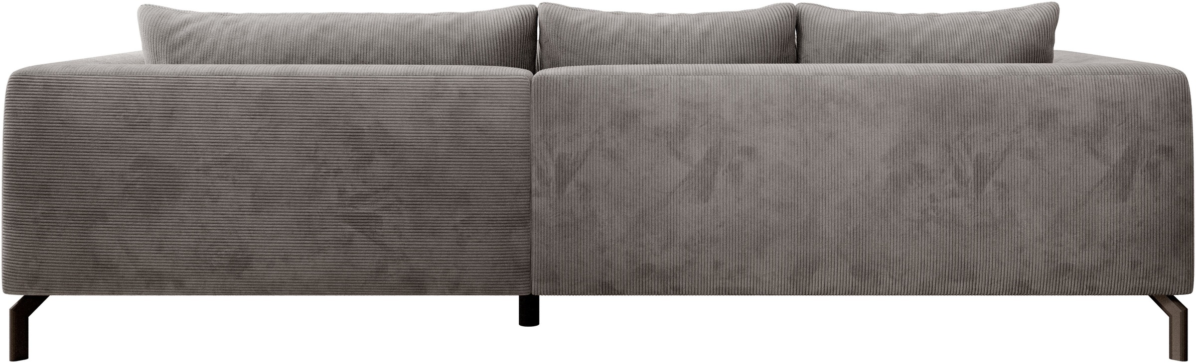 INOSIGN Ecksofa »Cross, mit softem Sitz, L-Form, wendbare Zierkissen, Breite 284 cm«, Couch mit vielen Kissen, stylische Kreuznaht, elegante Metallfüße