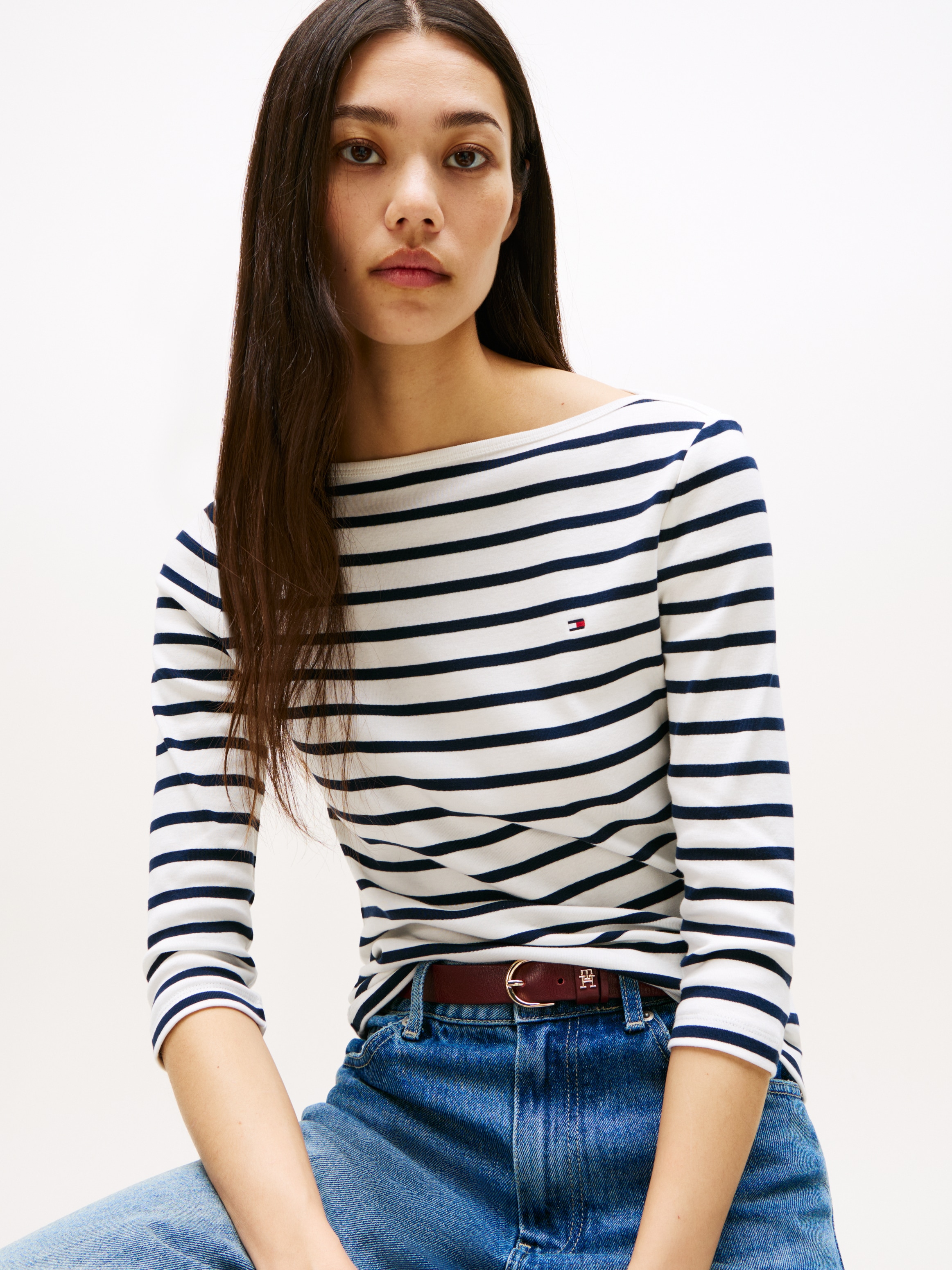 Tommy Hilfiger 3/4-Arm-Shirt »NEW CODY SLIM BOAT-NK 3/4SLV«, mit Logostickerei