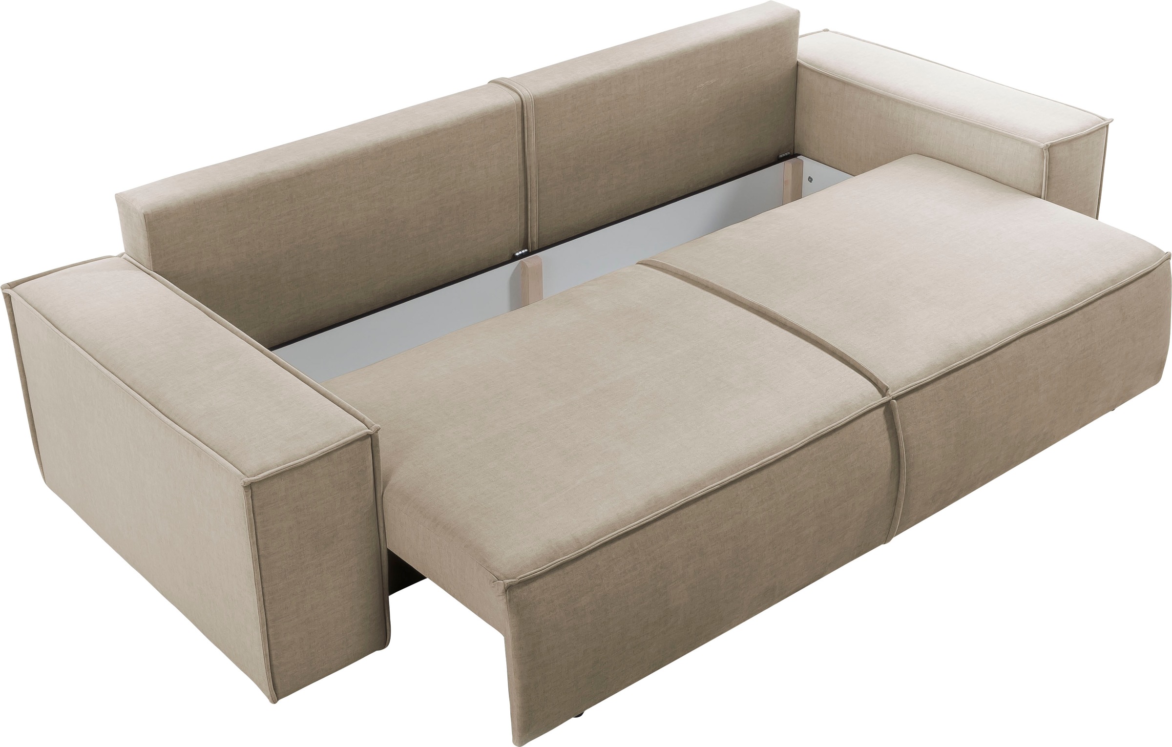 Home affaire 3-Sitzer »SHERWOOD Schlafsofa (257cm) Cord, Samtvelours, Vintage-Lederoptik«, Schlaffunktion mit Bettkasten (ca. 136/200cm)