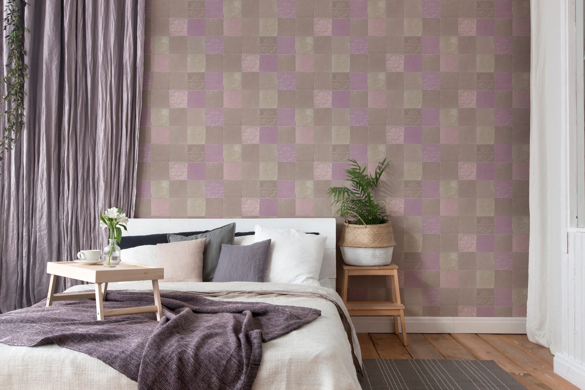 living walls Vliestapete »New Walls Finca Home in Fliesen Optik«, gemustert-Motiv-abstrakt, Tapete Fliesen Tapeten Wohnzimmer Schlafzimmer Küche modern Design